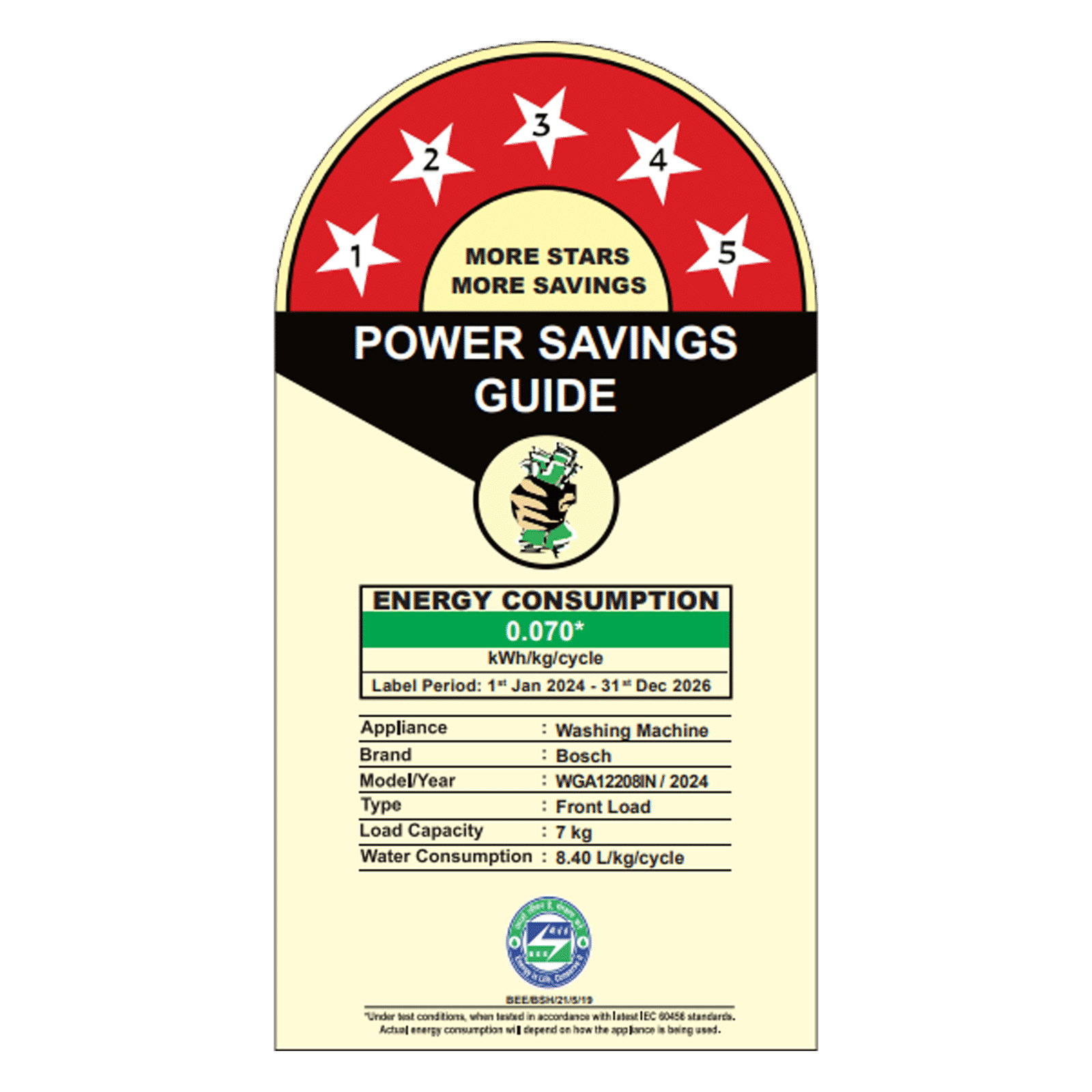 BOSCH 7 kg 5 Star Fully Automatic Front Load Washing Machine (Series 4, WGA12208IN, Anti Stain Program, Black) BOSCH 7 kg 5 Star Fully Automatic Front Load Washing Machine (Series 4, WGA12208IN, Anti Stain Program, Black)_9