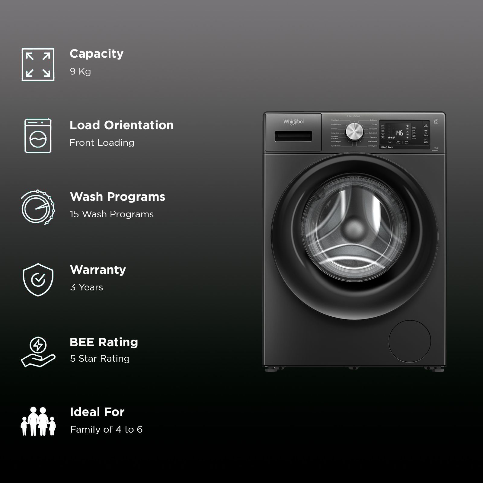 Whirlpool 9 kg 5 Star Inverter Fully Automatic Front Load Washing Machine (XPERT CARE OZONE, XO9012BYV53E, In-built Heater, Volcano Grey)_2