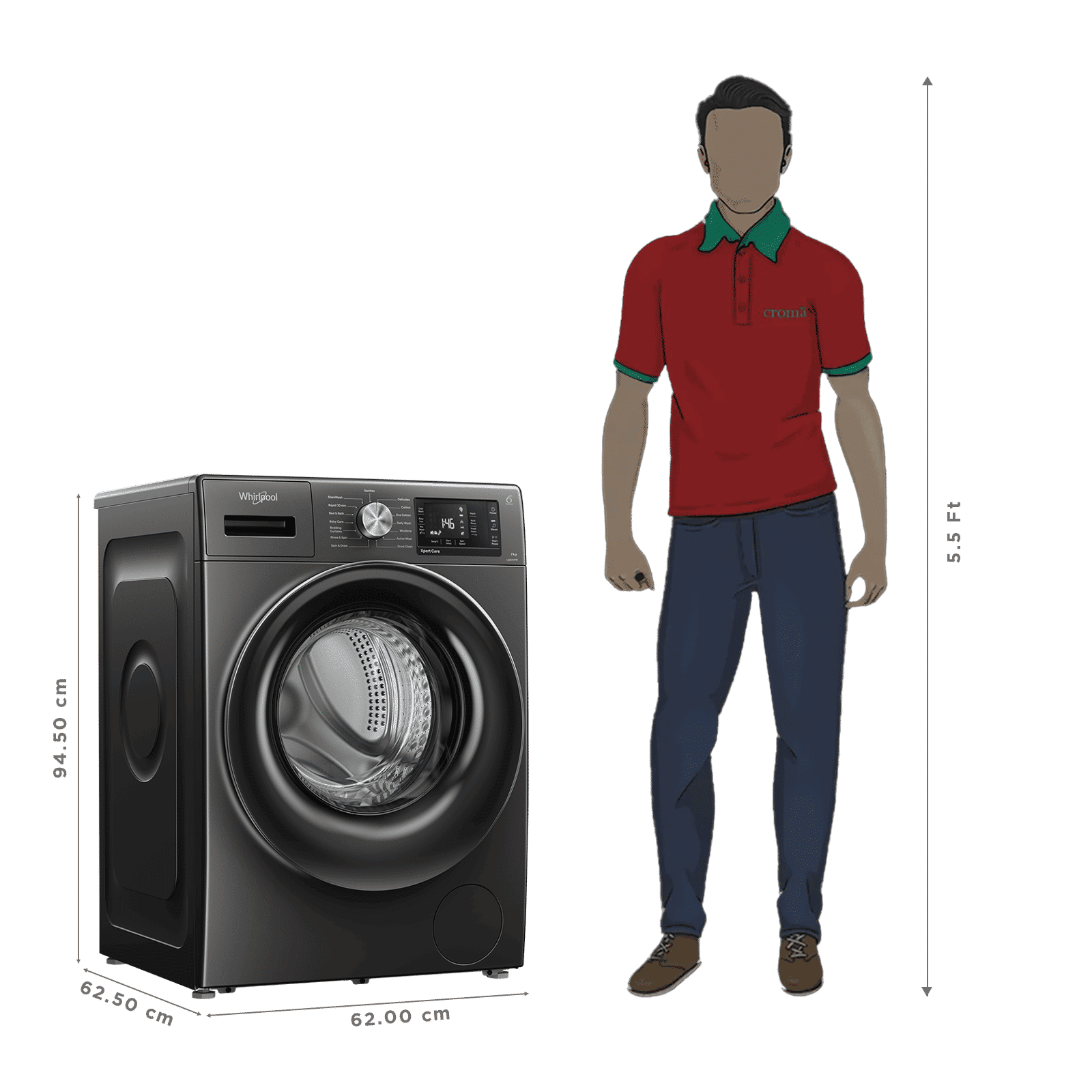 Whirlpool 7 kg 5 Star Inverter Fully Automatic Front Load Washing Machine (XPERT CARE STEAM, XS7012BYM53E, In-built Heater, Midnight Grey) Whirlpool 7 kg 5 Star Inverter Fully Automatic Front Load Washing Machine (XPERT CARE STEAM, XS7012BYM53E, In-built Heater, Midnight Grey)_3
