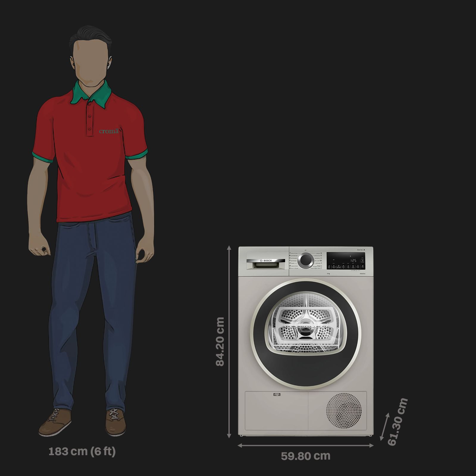 BOSCH 9 kg Fully Automatic Front Load Dryer (Series 4, WPG24108IN, In-Built Heater, Silver Inox) BOSCH 9 kg Fully Automatic Front Load Dryer (Series 4, WPG24108IN, In-Built Heater, Silver Inox)_3