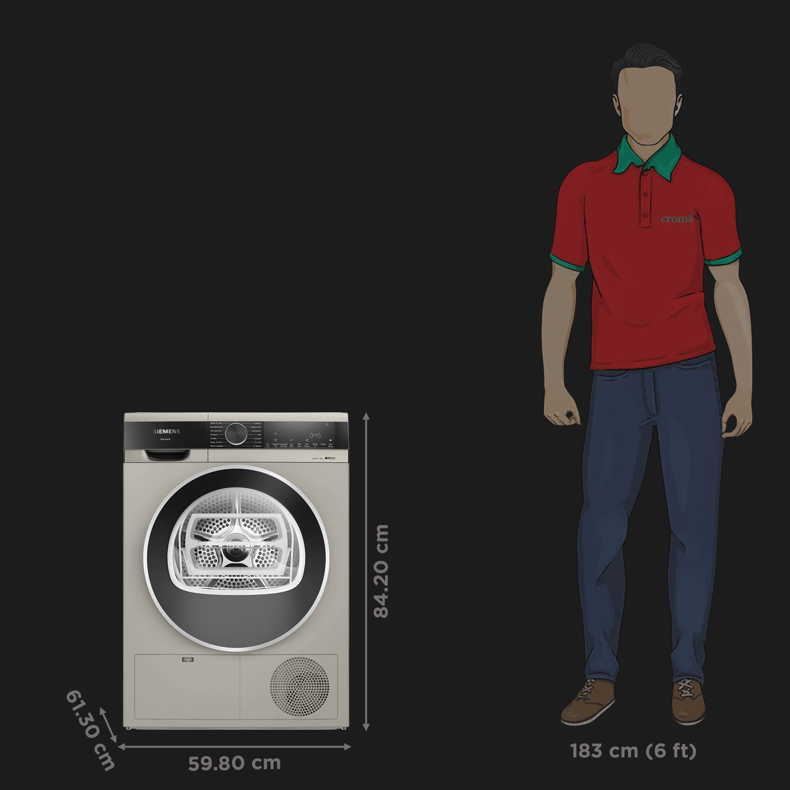 SIEMENS 9 kg Fully Automatic Front Load Dryer (iQ500, WP41G208IN, Anti Vibration Walls, Silver Inox) SIEMENS 9 kg Fully Automatic Front Load Dryer (iQ500, WP41G208IN, Anti Vibration Walls, Silver Inox)_2