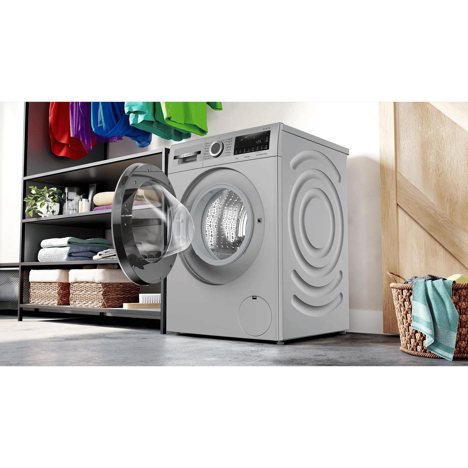 BOSCH 9 kg 5 Star Fully Automatic Front Load Washing Machine (Series 6, WGA244ZSIN, Anti Wrinkle Feature, Silver)_10