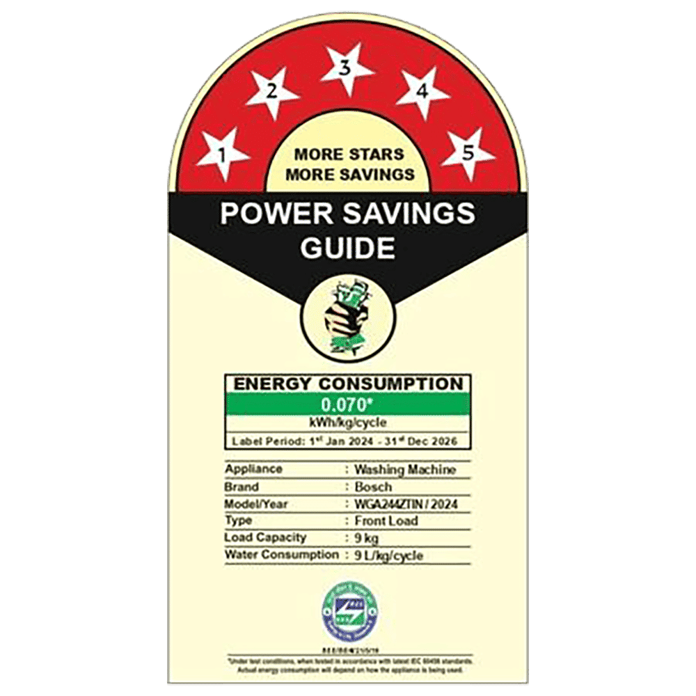 BOSCH 9 kg Fully Automatic Front Load Washing Machine (Series 6, WGA244ZTIN, Anti Wrinkle Feature, Black Grey)_4