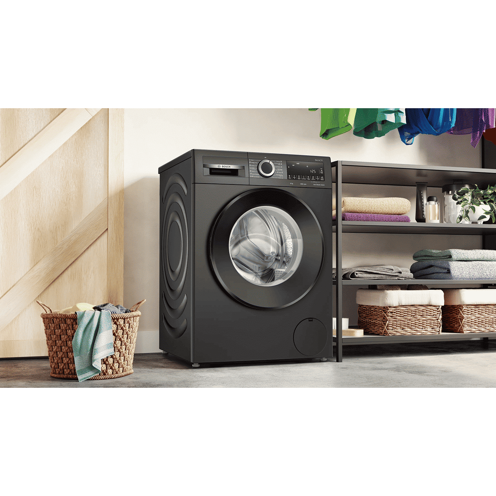 BOSCH 9 kg Fully Automatic Front Load Washing Machine (Series 6, WGA244ZTIN, Anti Wrinkle Feature, Black Grey)_9