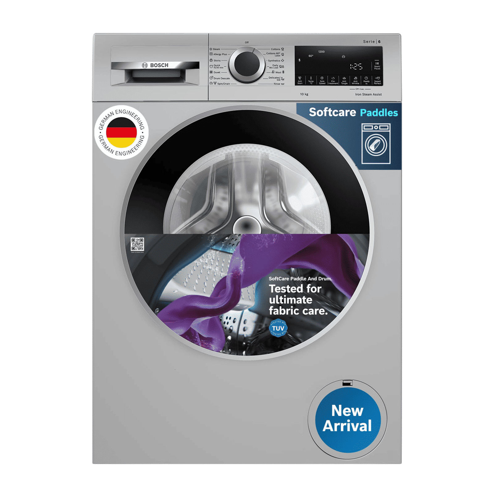 Bosch 10 kg 5 Star Fully Automatic Front Load Washing Machine (Series 6, WGA252ZSIN, Steam Care, Silver) Bosch 10 kg 5 Star Fully Automatic Front Load Washing Machine (Series 6, WGA252ZSIN, Steam Care, Silver)_1