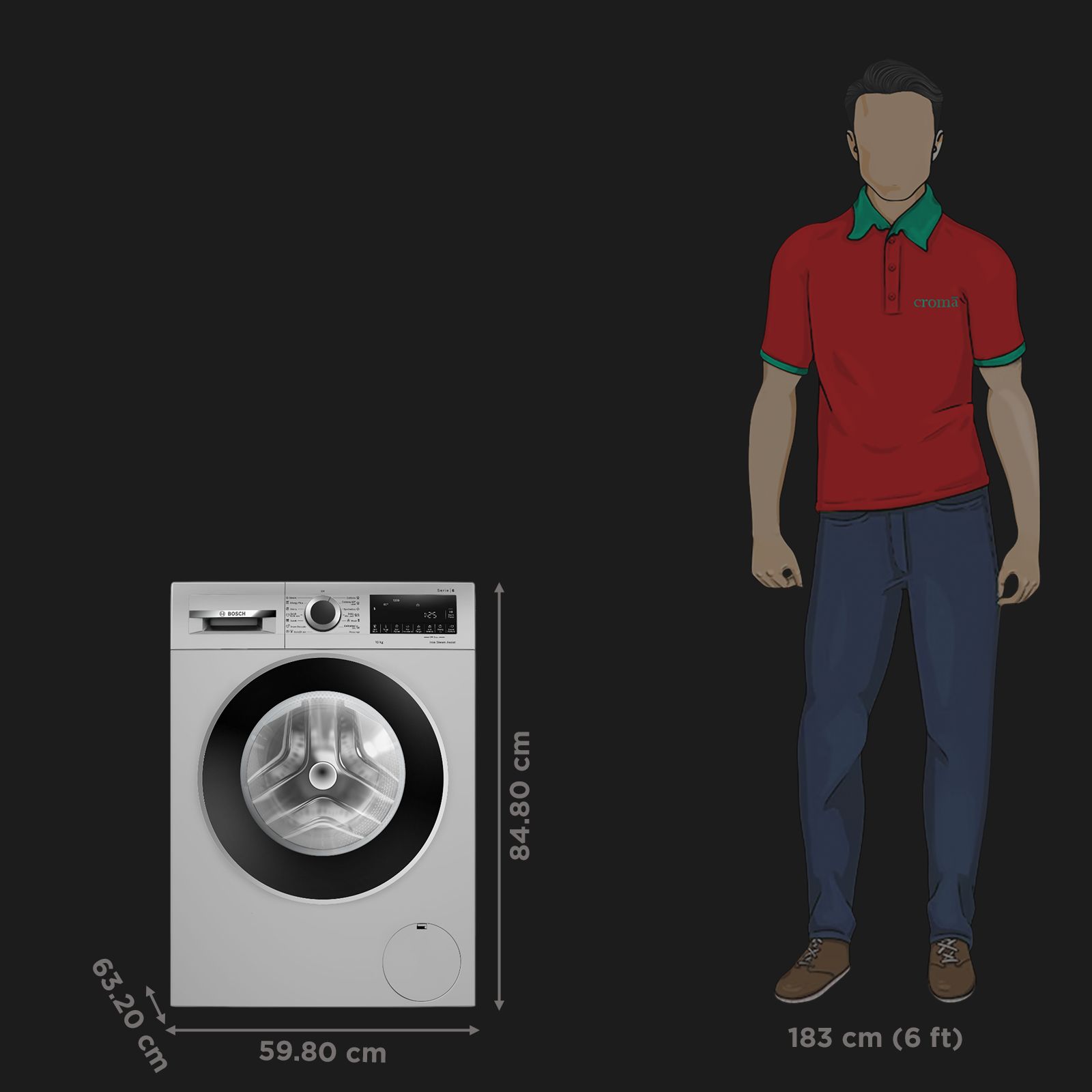 Bosch 10 kg 5 Star Fully Automatic Front Load Washing Machine (Series 6, WGA252ZSIN, Steam Care, Silver) Bosch 10 kg 5 Star Fully Automatic Front Load Washing Machine (Series 6, WGA252ZSIN, Steam Care, Silver)_3