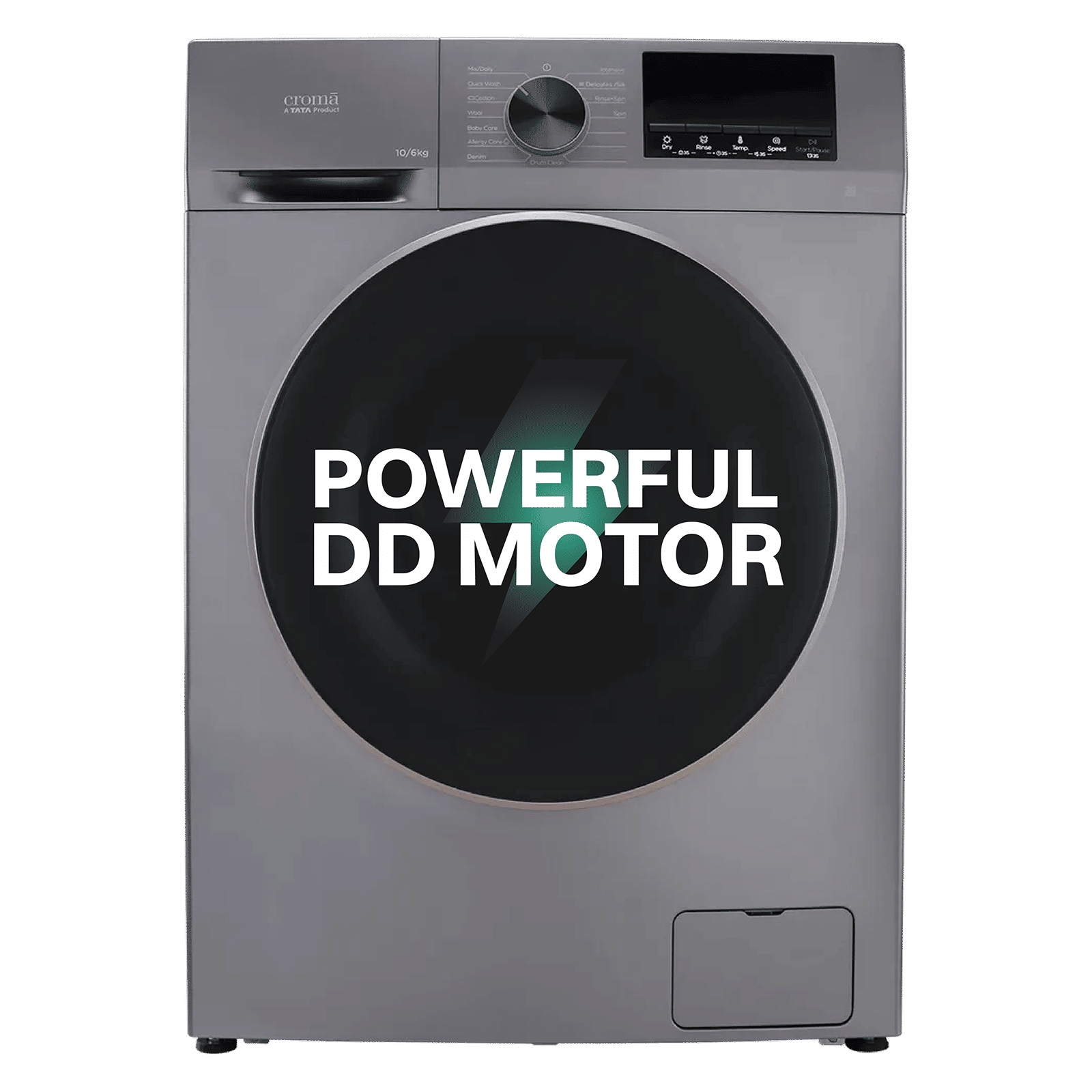Croma 10/6 kg Inverter Fully Automatic Front Load Washer Dryer (CRLWWD0106W3162, In-built Heater, Grey)_1