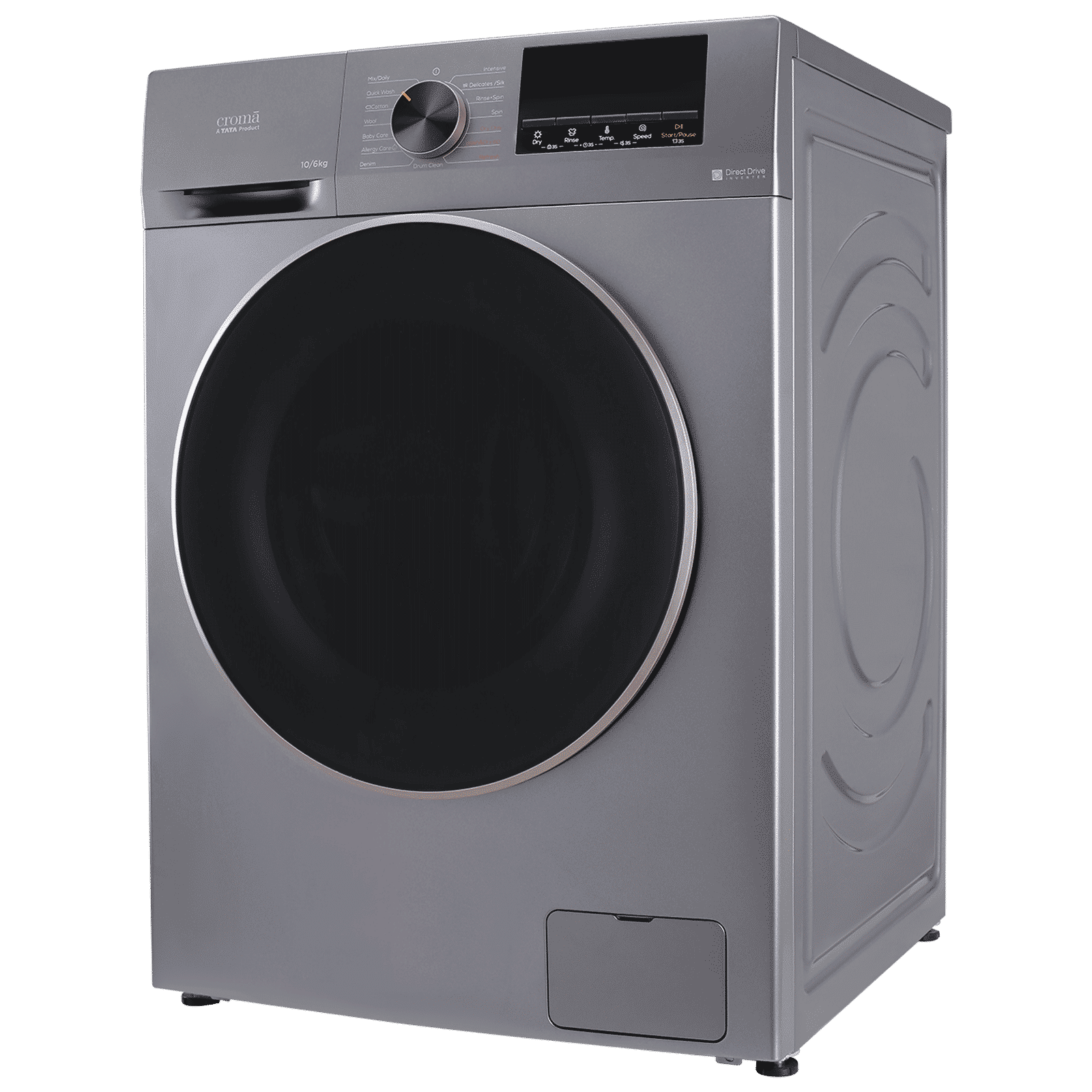 Croma 10/6 kg Inverter Fully Automatic Front Load Washer Dryer (CRLWWD0106W3162, In-built Heater, Grey) Croma 10/6 kg Inverter Fully Automatic Front Load Washer Dryer (CRLWWD0106W3162, In-built Heater, Grey)_6