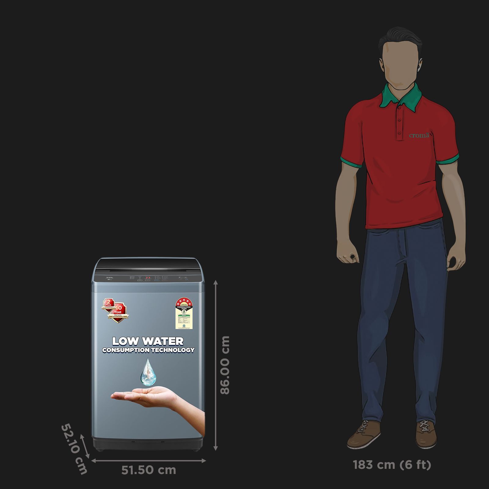 TCL 6 kg 5 Star Fully Automatic Top Load Washing Machine (TWA60-F3G, Honeycomb Drum, Dark Gray) TCL 6 kg 5 Star Fully Automatic Top Load Washing Machine (TWA60-F3G, Honeycomb Drum, Dark Gray)_3