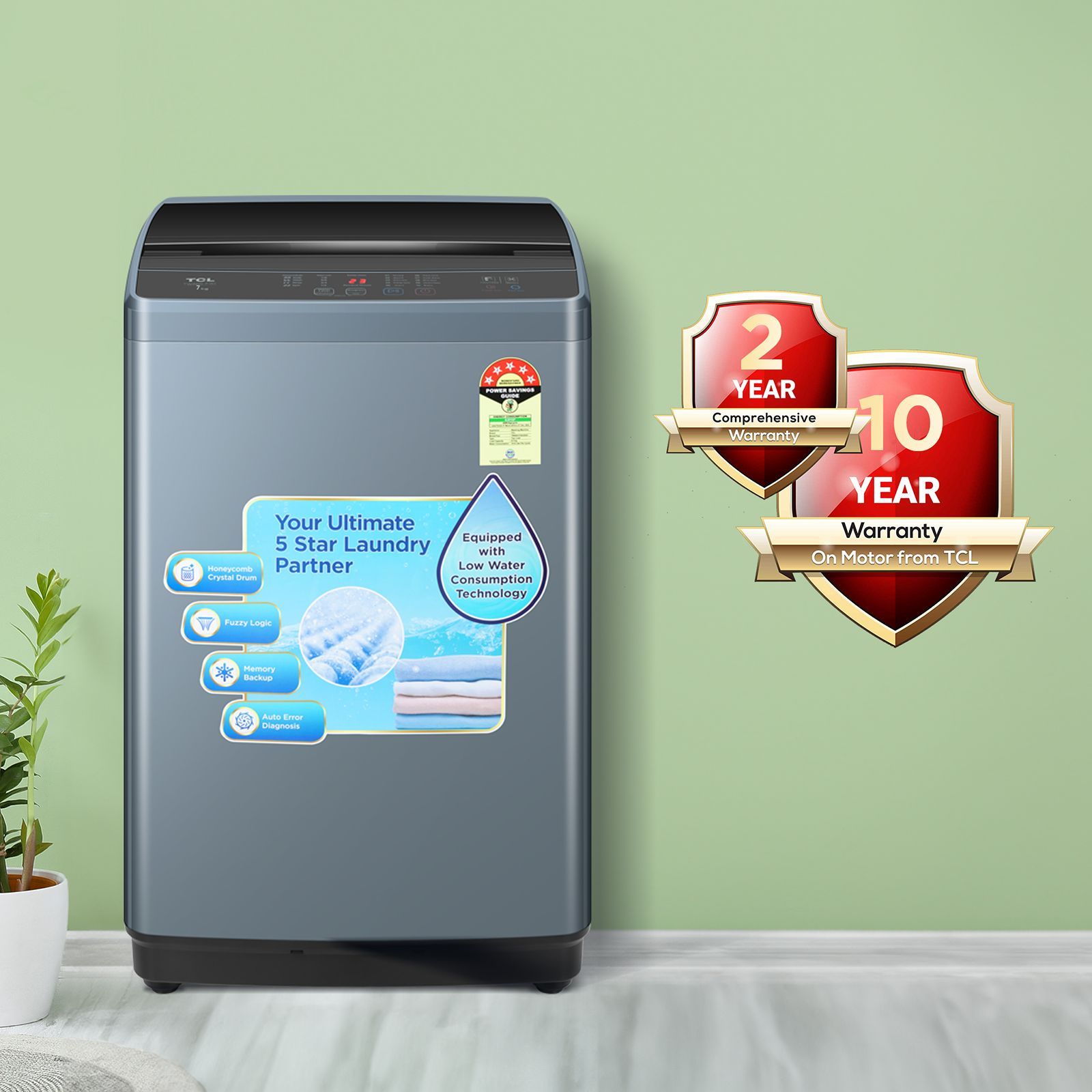 TCL 7 kg 5 Star Fully Automatic Top Load Washing Machine (TWA70-F3G, Honeycomb Drum, Dark Grey)_16