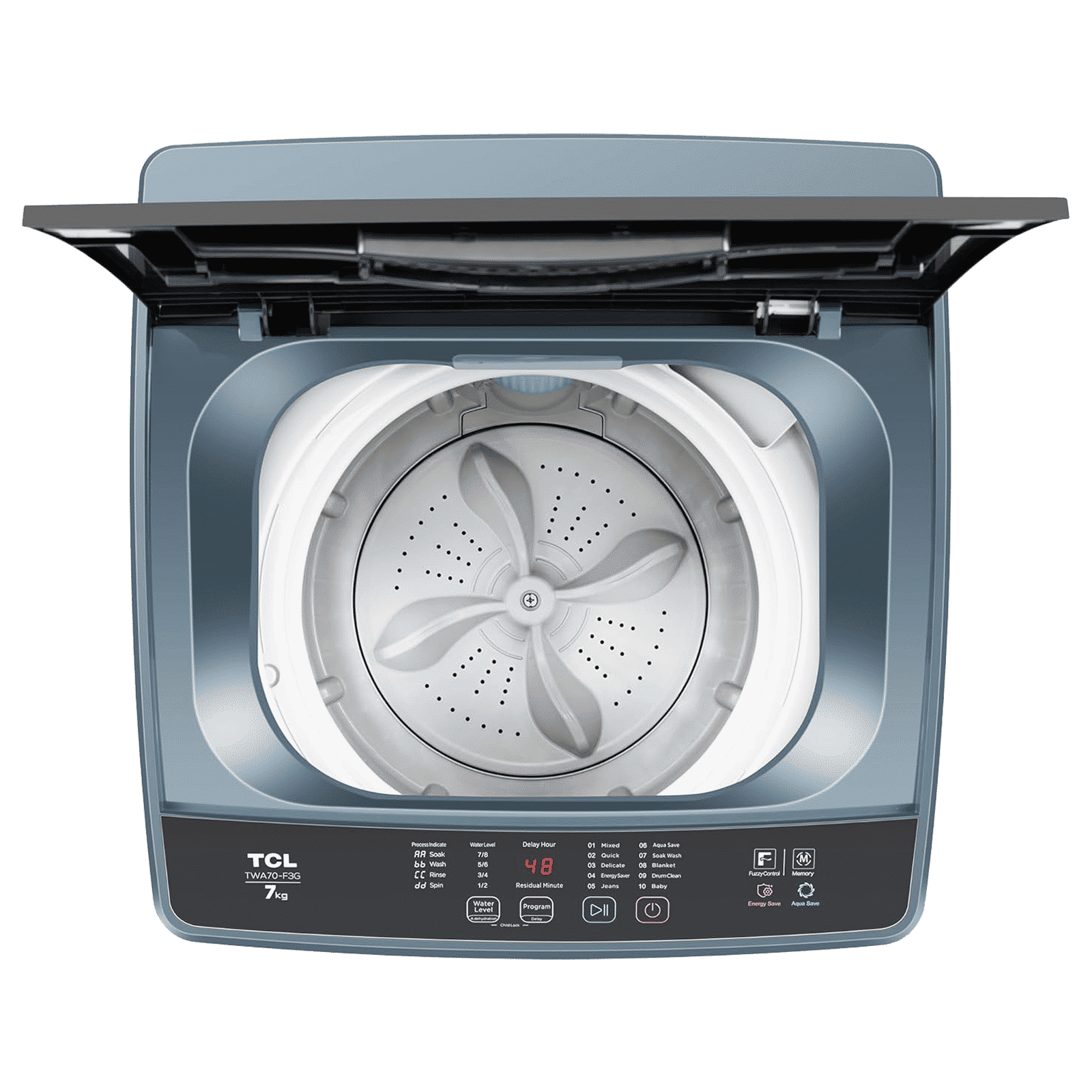 TCL 7 kg 5 Star Fully Automatic Top Load Washing Machine (TWA70-F3G, Honeycomb Drum, Dark Grey)_5