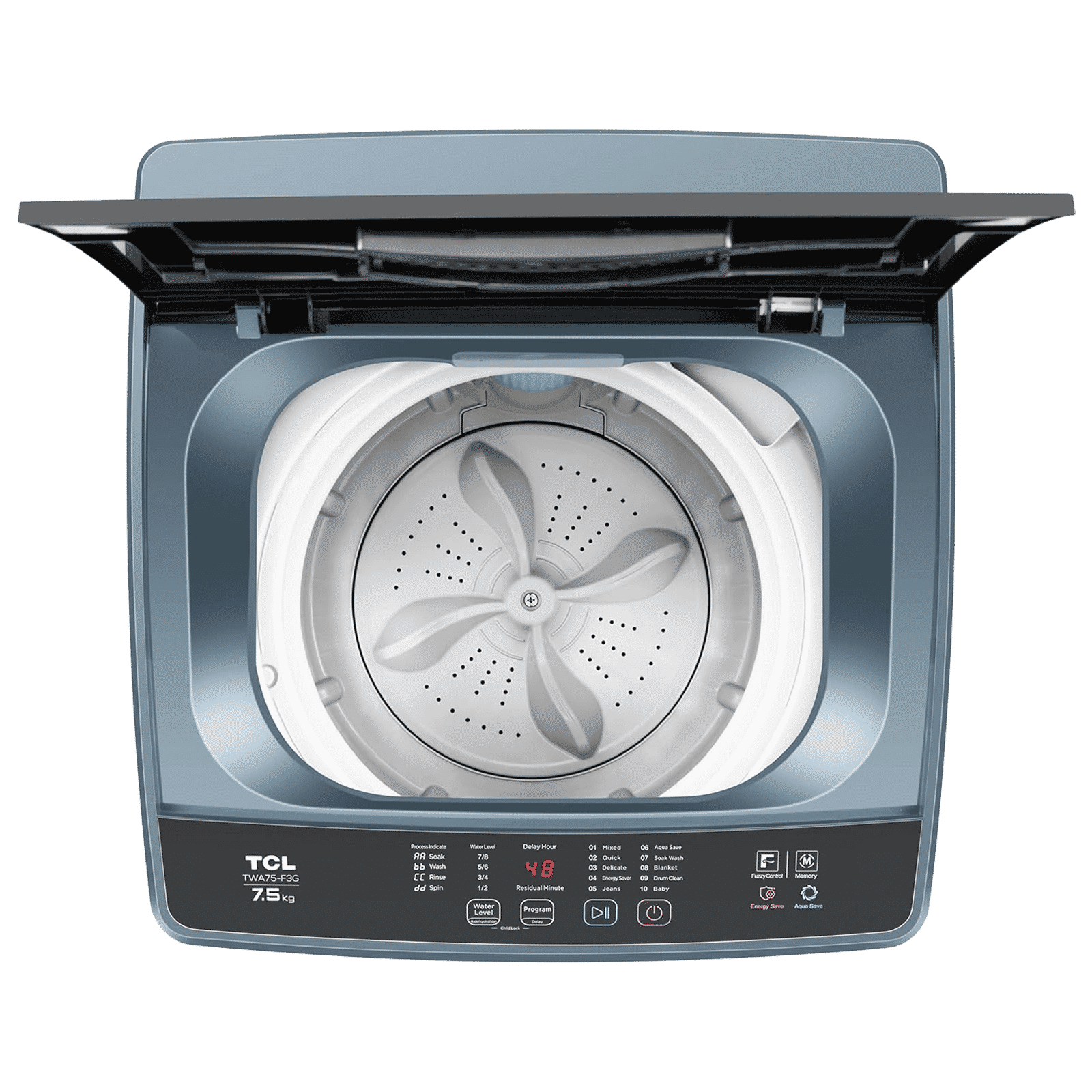TCL 7.5 kg 5 Star Fully Automatic Top Load Washing Machine (TWA75-F3G, Honeycomb Drum, Dark Grey)_5