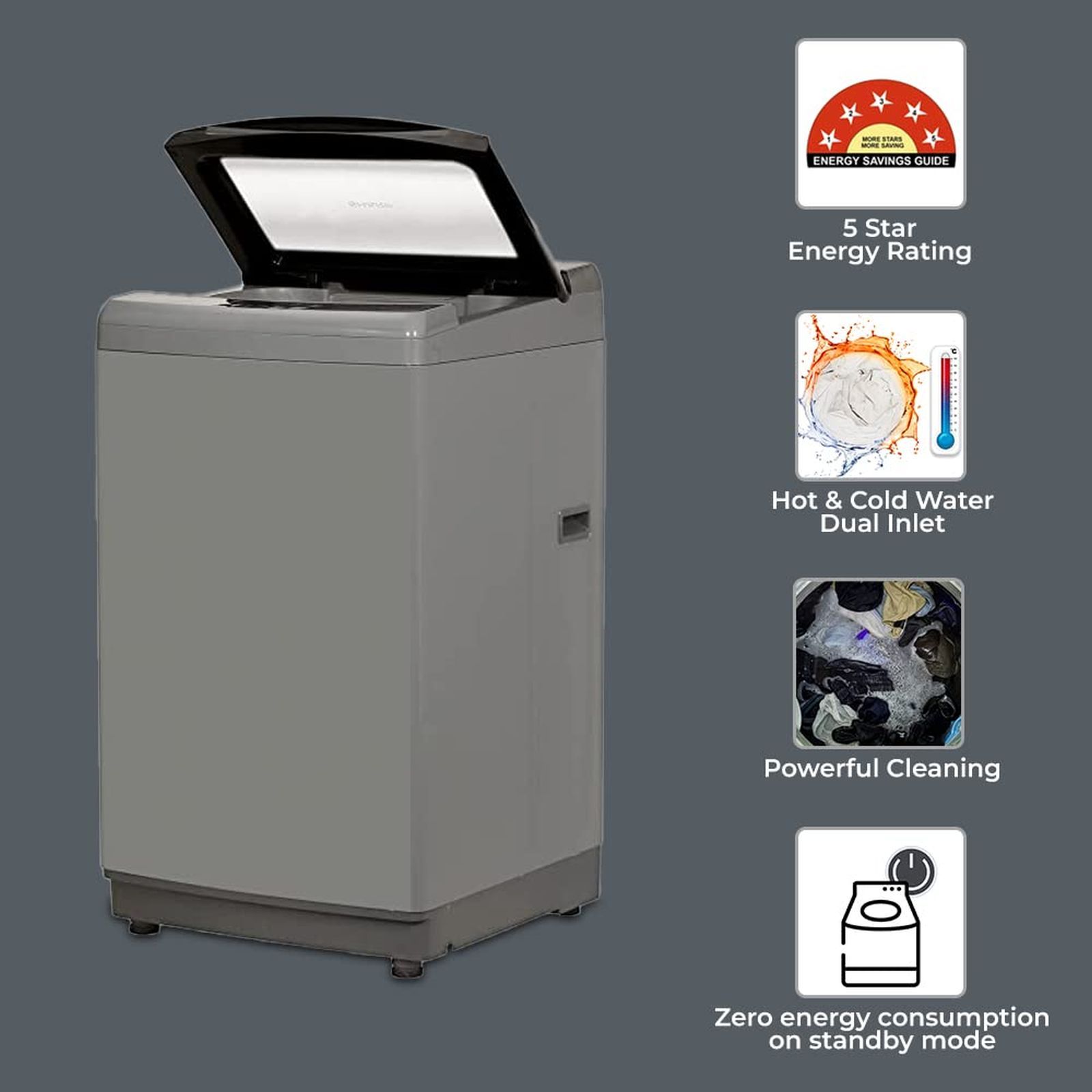 SHARP 7.5 kg 5 Star Fully Automatic Top Load Washing Machine (EST75NGY, Dual Inlet, Inox Grey)_6