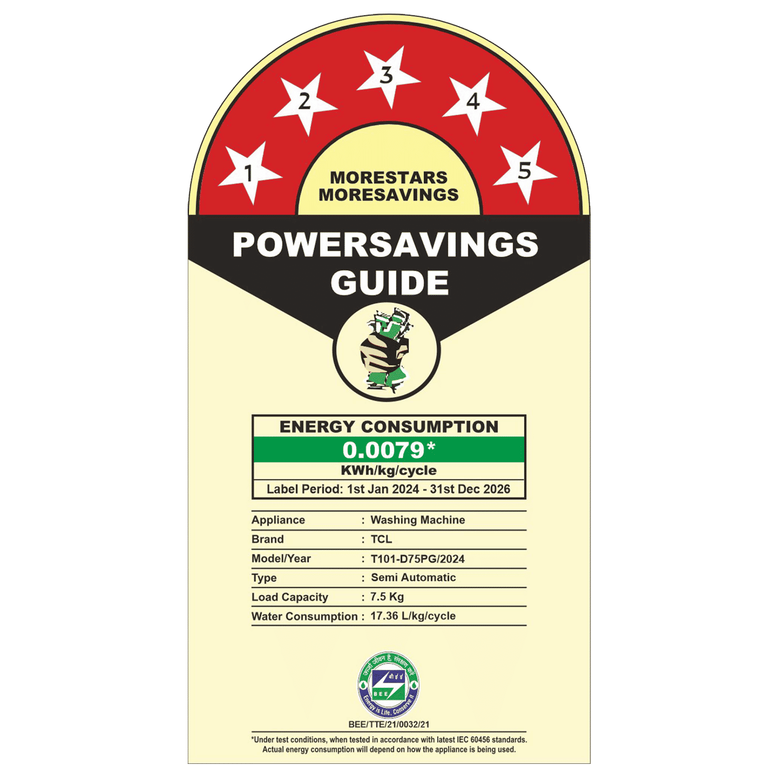 TCL 7.5 kg 5 Star Semi Automatic Washing Machine with six-wing pulsator (T101-D75PG, Grey) TCL 7.5 kg 5 Star Semi Automatic Washing Machine with six-wing pulsator (T101-D75PG, Grey)_8