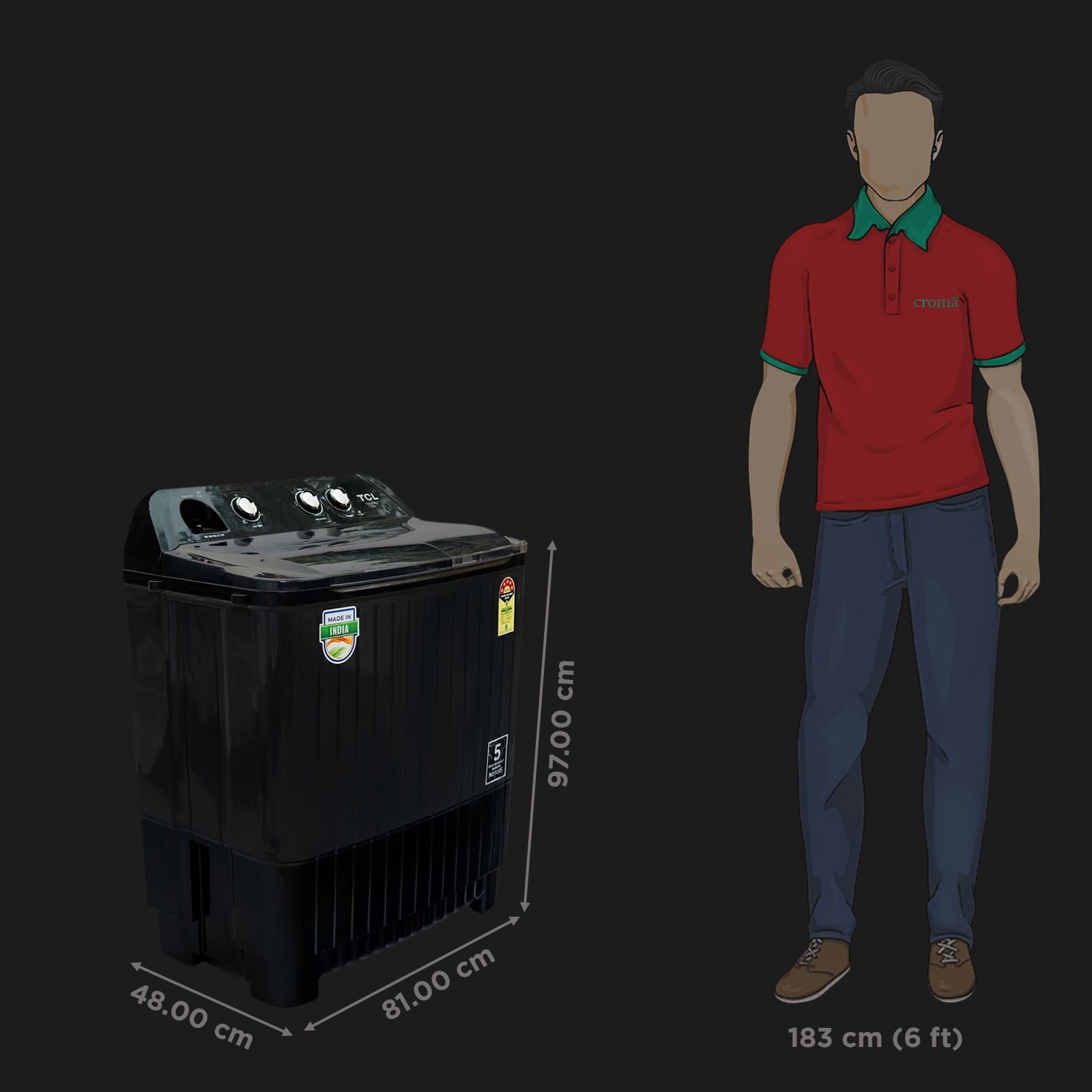 TCL 7.5 kg 5 Star Semi Automatic Washing Machine with six-wing pulsator (T101-D75PG, Grey) TCL 7.5 kg 5 Star Semi Automatic Washing Machine with six-wing pulsator (T101-D75PG, Grey)_3