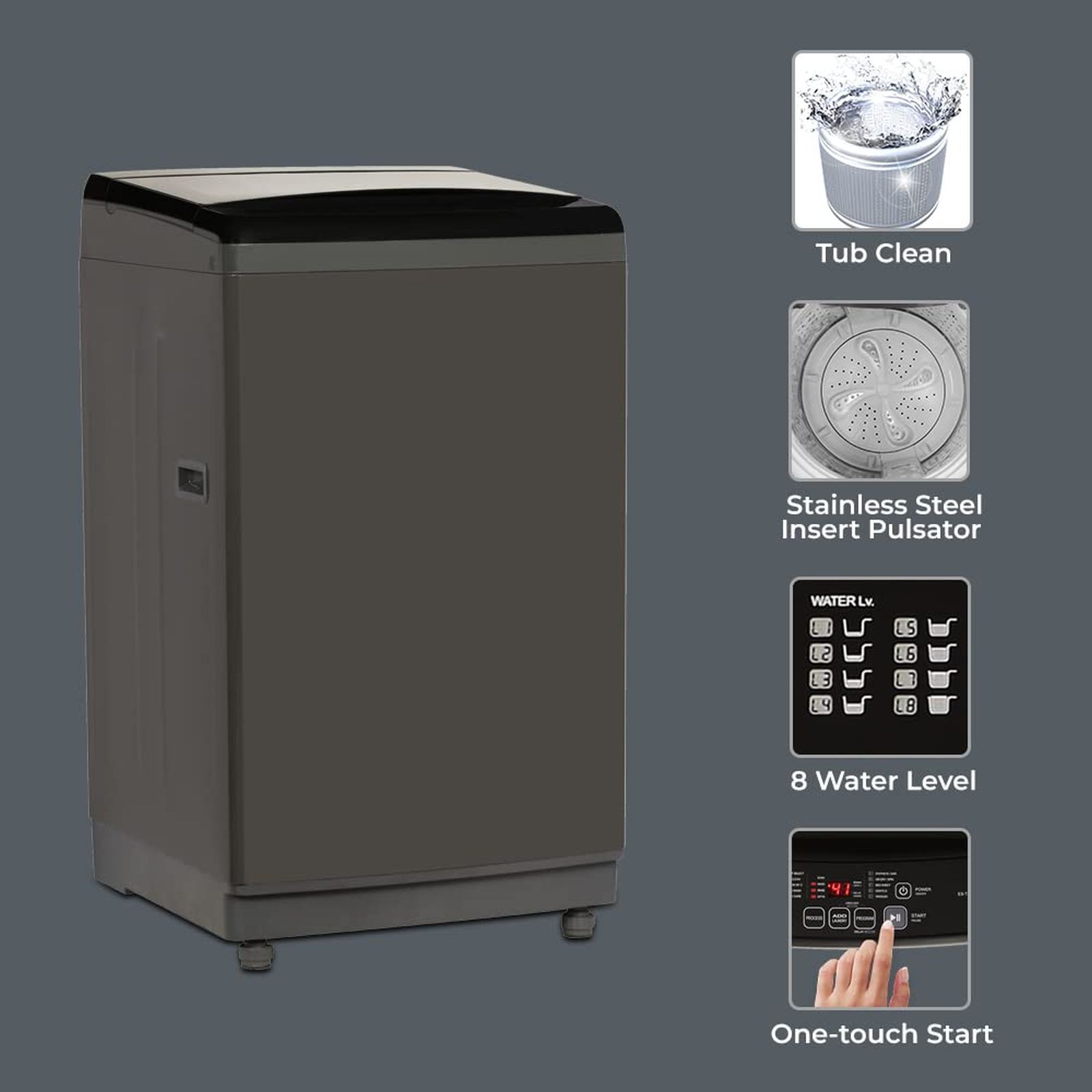SHARP 9 kg 5 Star Fully Automatic Top Load Washing Machine (EST90NBK, Dual Inlet, Midnight Black)_5