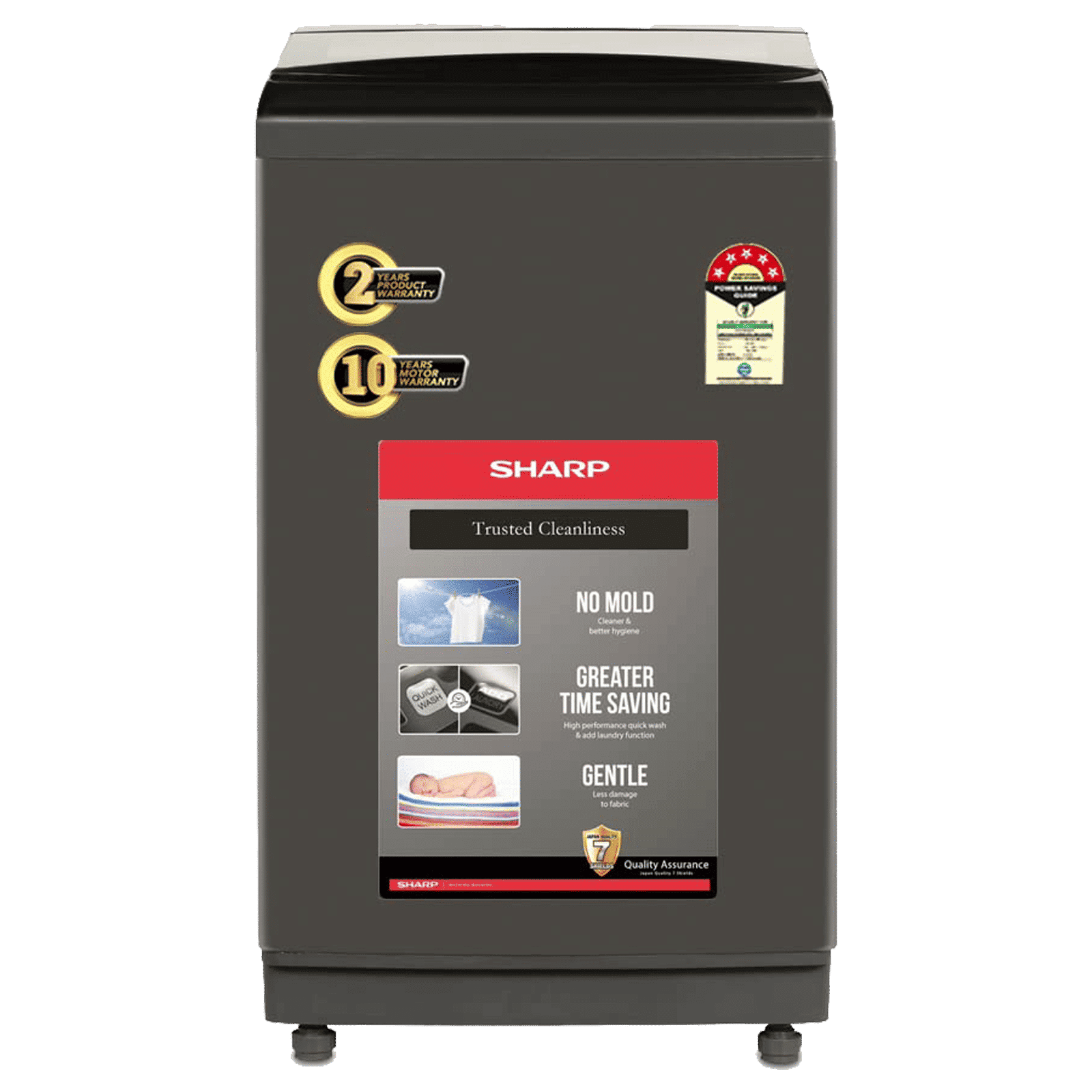 SHARP 9 kg 5 Star Fully Automatic Top Load Washing Machine (EST90NBK, Dual Inlet, Midnight Black)_1