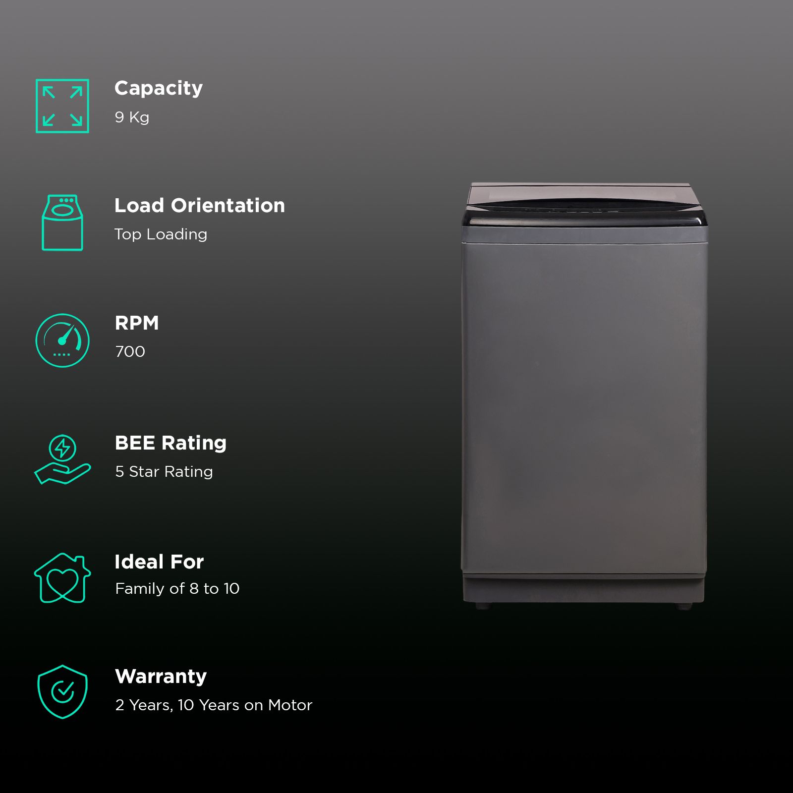 SHARP 9 kg 5 Star Fully Automatic Top Load Washing Machine (ES-T90N-GY, Stainless Steel Insert Pulsator, Inox Grey) SHARP 9 kg 5 Star Fully Automatic Top Load Washing Machine (ES-T90N-GY, Stainless Steel Insert Pulsator, Inox Grey)_2