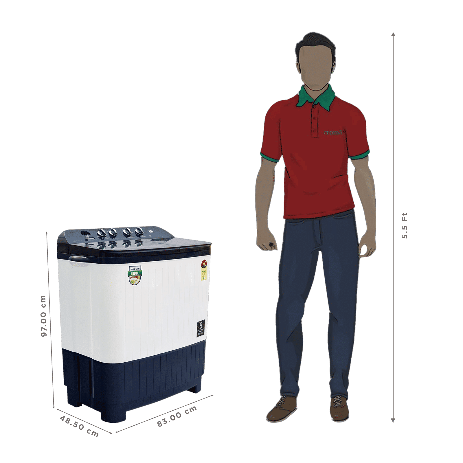 TCL 8 kg 5 Star Semi Automatic Washing Machine with Lint Filter (T102-D80GP, Dark Blue)_3