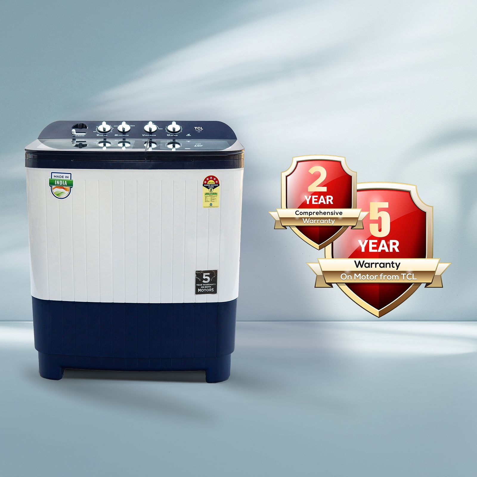 TCL 8 kg 5 Star Semi Automatic Washing Machine with Lint Filter (T102-D80GP, Dark Blue)_9
