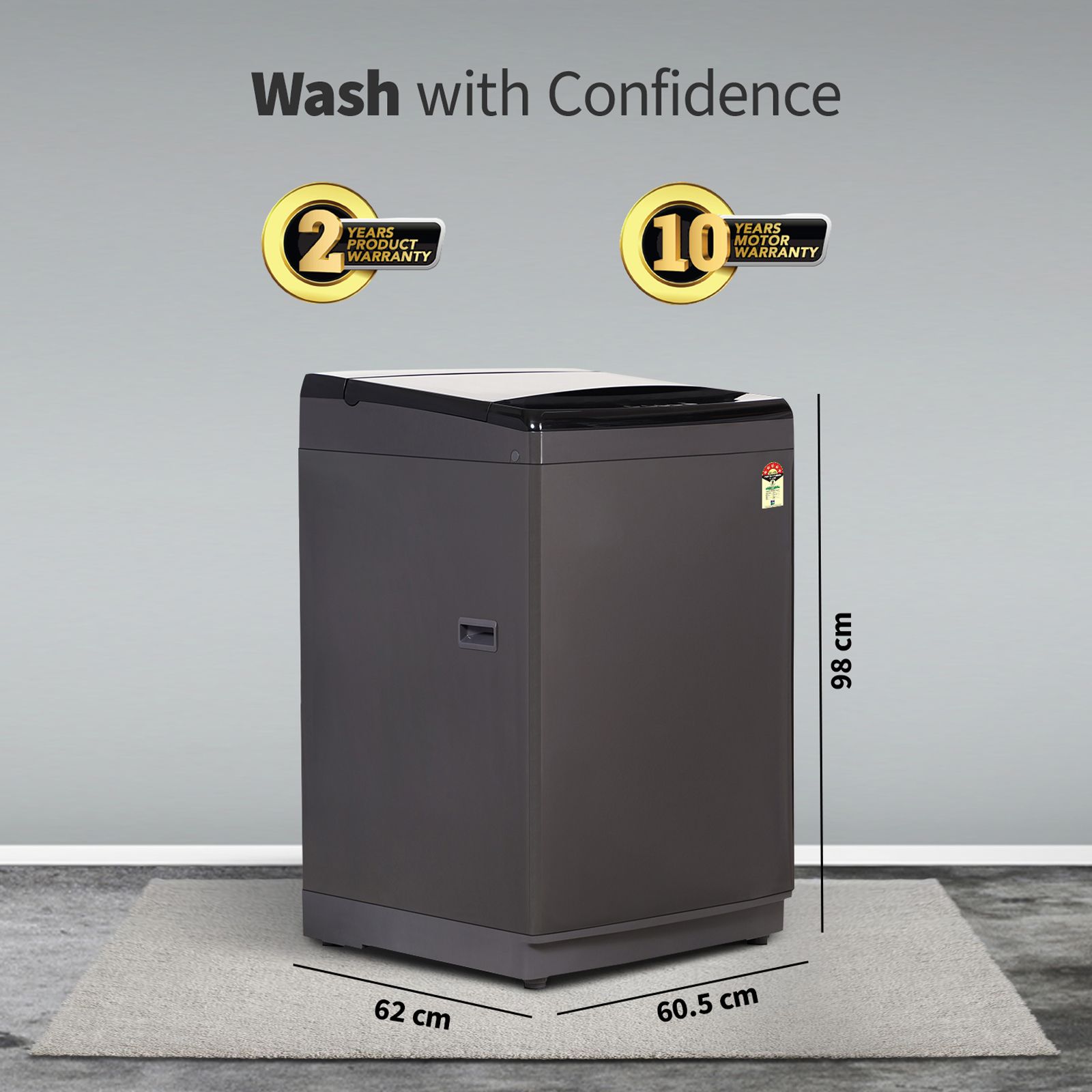 SHARP 10 kg 5 Star Fully Automatic Top Load Washing Machine (ES-T100N-BK, Stainless Steel Insert Pulsator, Midnight Black)_8