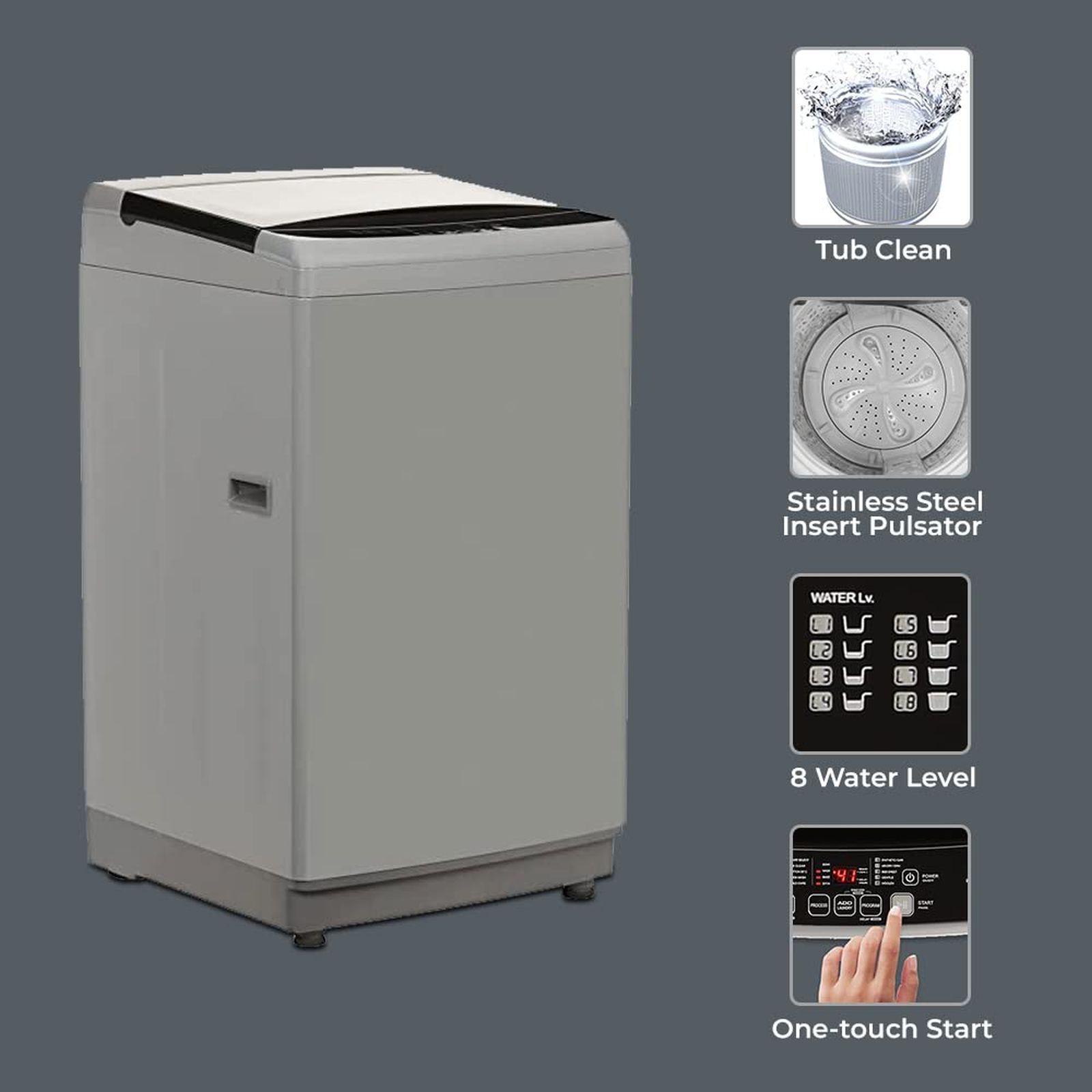 SHARP 11 kg 5 Star Fully Automatic Top Load Washing Machine (EST110NGY, Dual Inlet, Inox Grey)_4