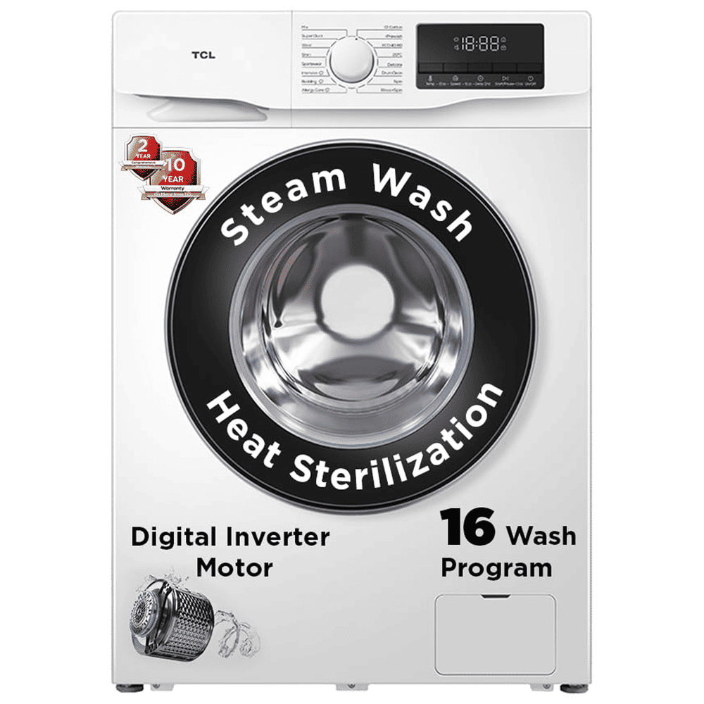 TCL 7.5 kg 5 Star Inverter Fully Automatic Front Load Washing Machine (TWF75-P6S, Honeycomb Drum, White)