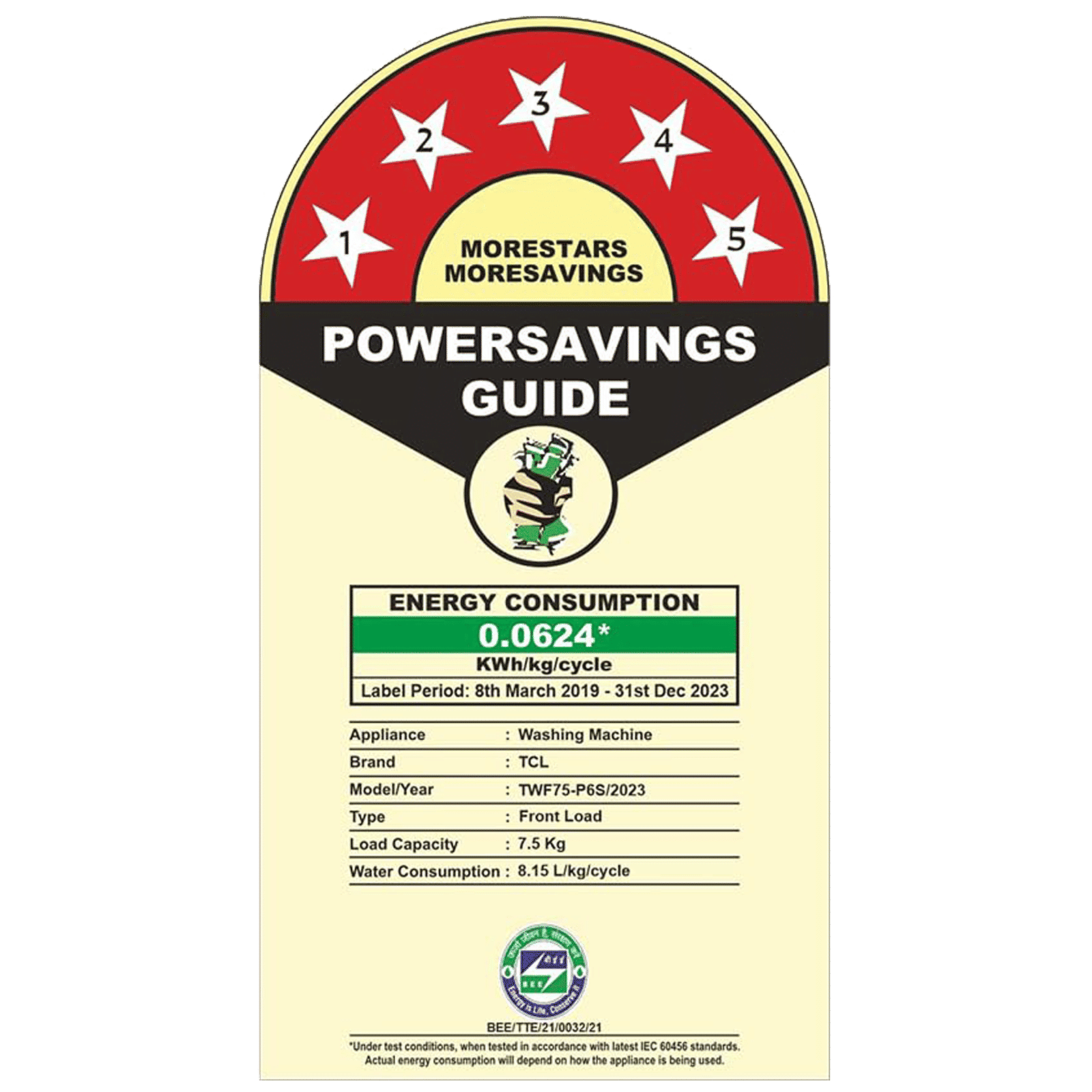 TCL 7.5 kg 5 Star Inverter Fully Automatic Front Load Washing Machine (TWF75-P6S, Honeycomb Drum, White)_14