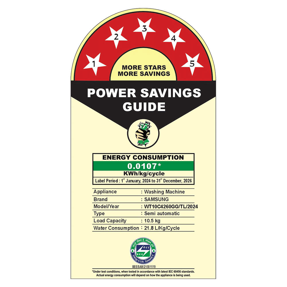 SAMSUNG 10.5 kg 5 Star Semi Automatic Washing Machine with Hexa Storm Pulsator (WT10C4260GG/TL, Light Gray)_17