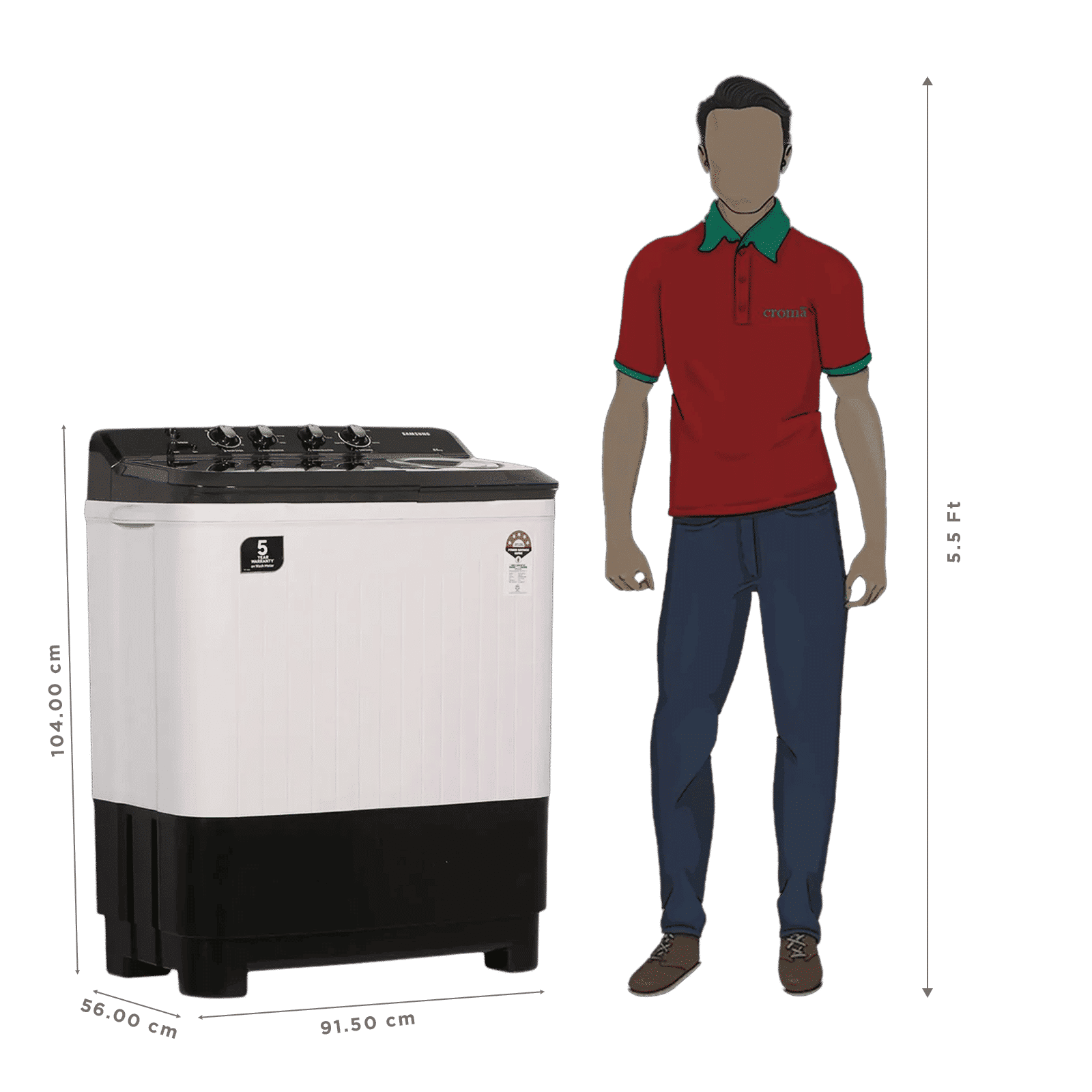 SAMSUNG 10.5 kg 5 Star Semi Automatic Washing Machine with Hexa Storm Pulsator (WT10C4260GG/TL, Light Gray)_3