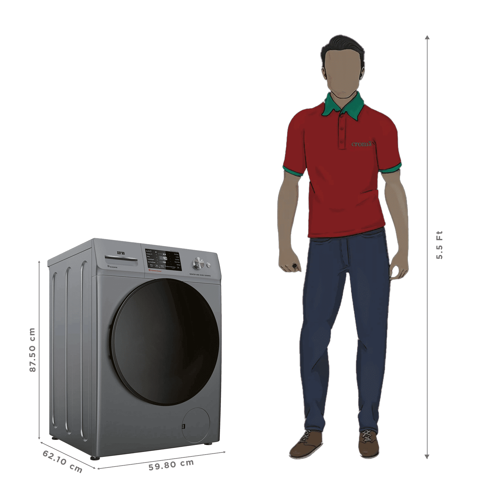 IFB 8 kg 5 Star Wi-Fi Fully Automatic Front Load Washing Machine (Senator MSN 8012K, 3D Wash System, Metallic Silver)_3