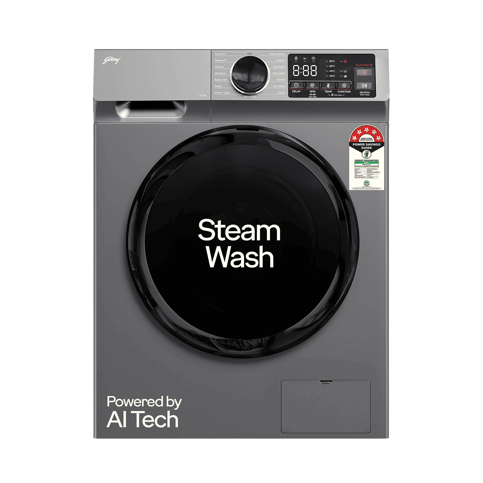 Godrej 10 kg Inverter Fully Automatic Front Load Washing Machine (Eon Celesta, WFEON CEL 1014 IEBT SLSR, In-built Heater, Silver Stream)_1