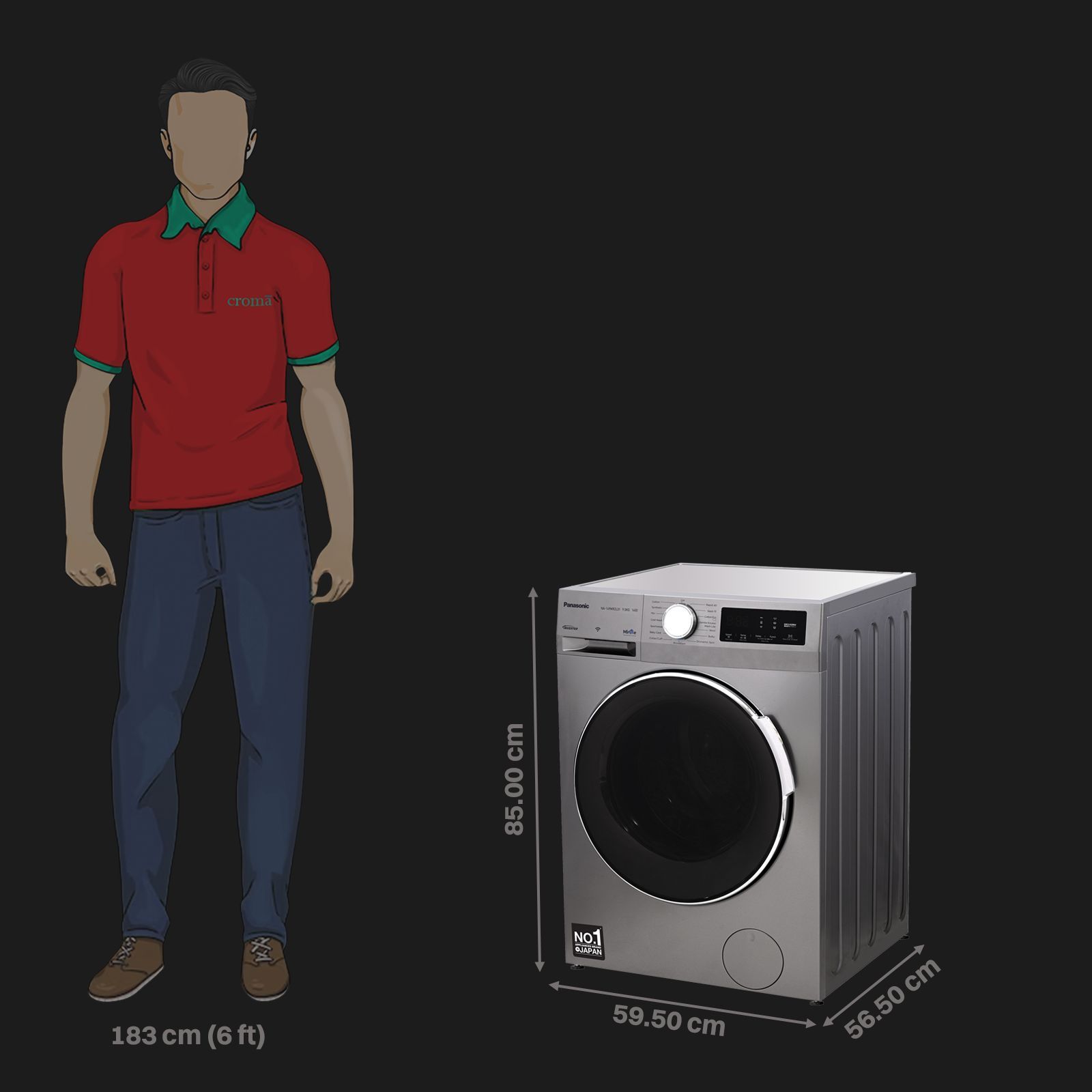 Panasonic 9 kg 5 Star Wi-Fi Fully Automatic Front Load Washing Machine (NA-149MR2L01, In-built Heater, Dark Silver)_3