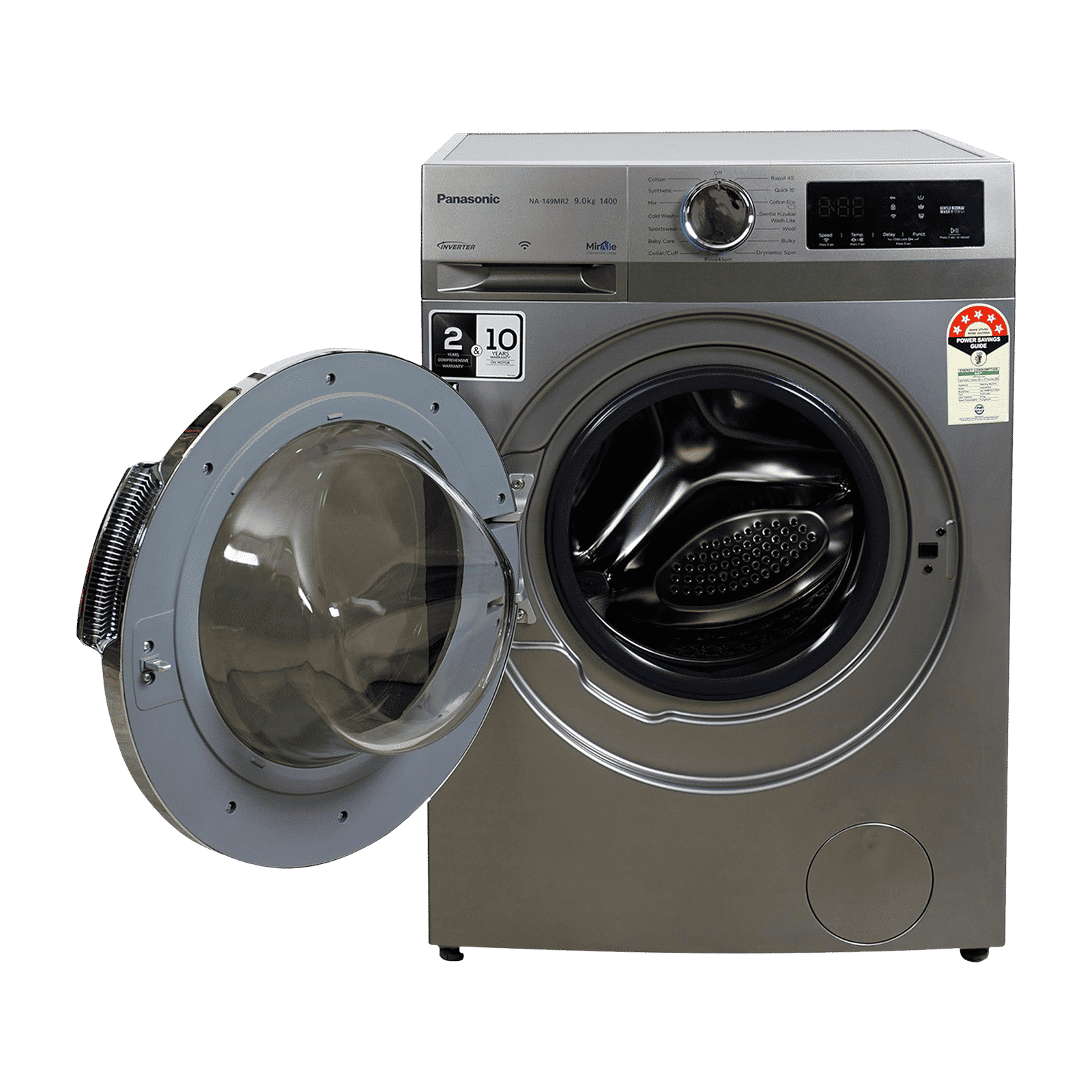 Panasonic 9 kg 5 Star Wi-Fi Fully Automatic Front Load Washing Machine (NA-149MR2L01, In-built Heater, Dark Silver)_5