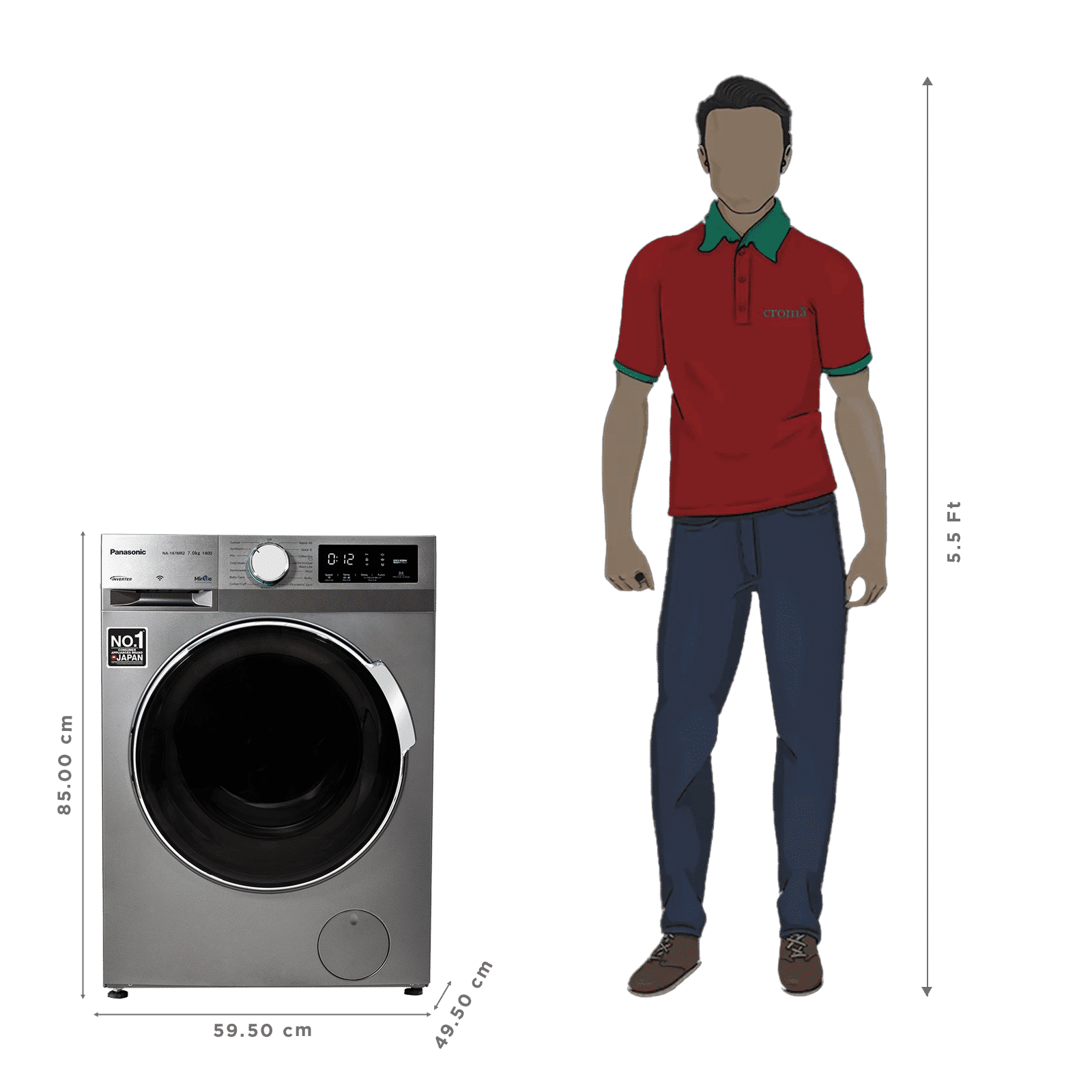 Panasonic 7 kg 5 Star Fully Automatic Front Load Washing Machine (NA-147MR2L01, Active Foam System, Dark Silver) Panasonic 7 kg 5 Star Fully Automatic Front Load Washing Machine (NA-147MR2L01, Active Foam System, Dark Silver)_2