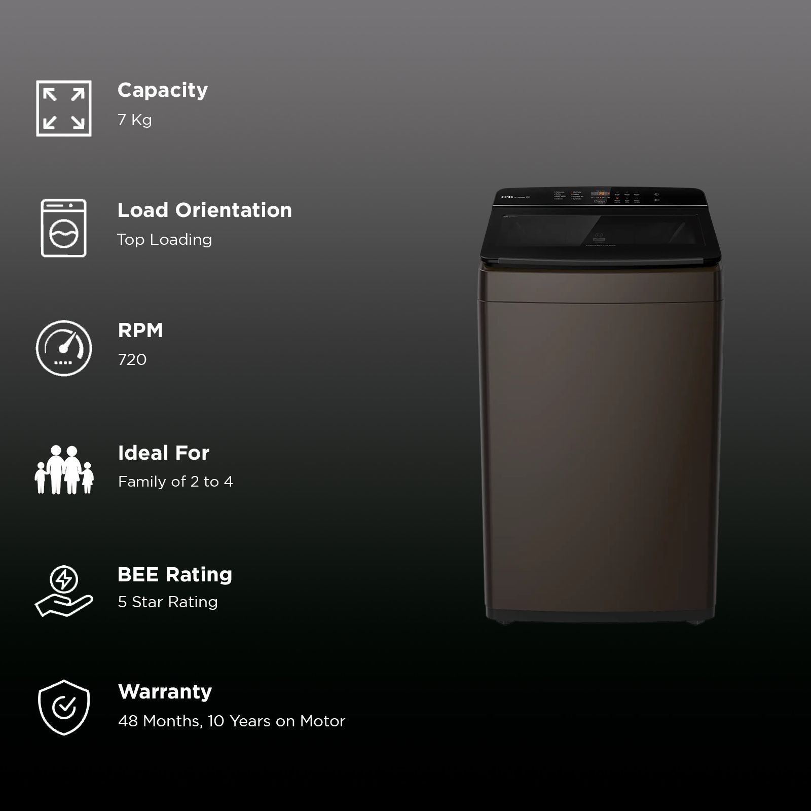 IFB 7 kg 5 Star Fully Automatic Top Load Washing Machine (TL701EP1, Powered By AI, Espresso)_2