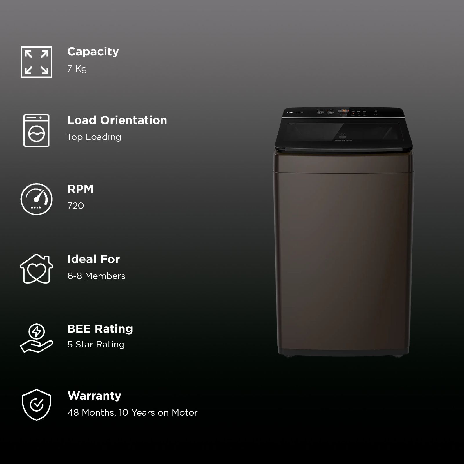 IFB 7 kg 5 Star Fully Automatic Top Load Washing Machine (TL701EP1, Powered By AI, Espresso) IFB 7 kg 5 Star Fully Automatic Top Load Washing Machine (TL701EP1, Powered By AI, Espresso)_3