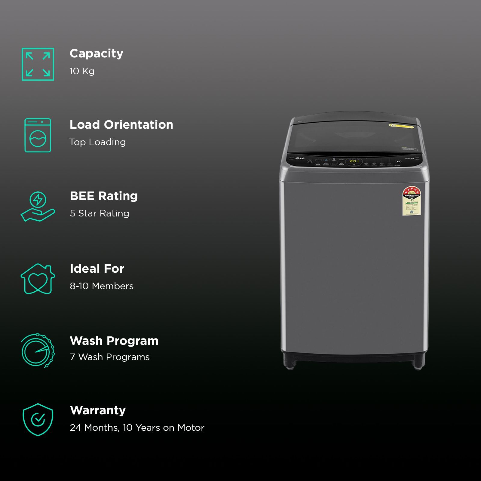 LG 10 kg 5 Star Fully Automatic Top Load Washing Machine (THD10NPM, AI Direct Drive, Middle Black)_2