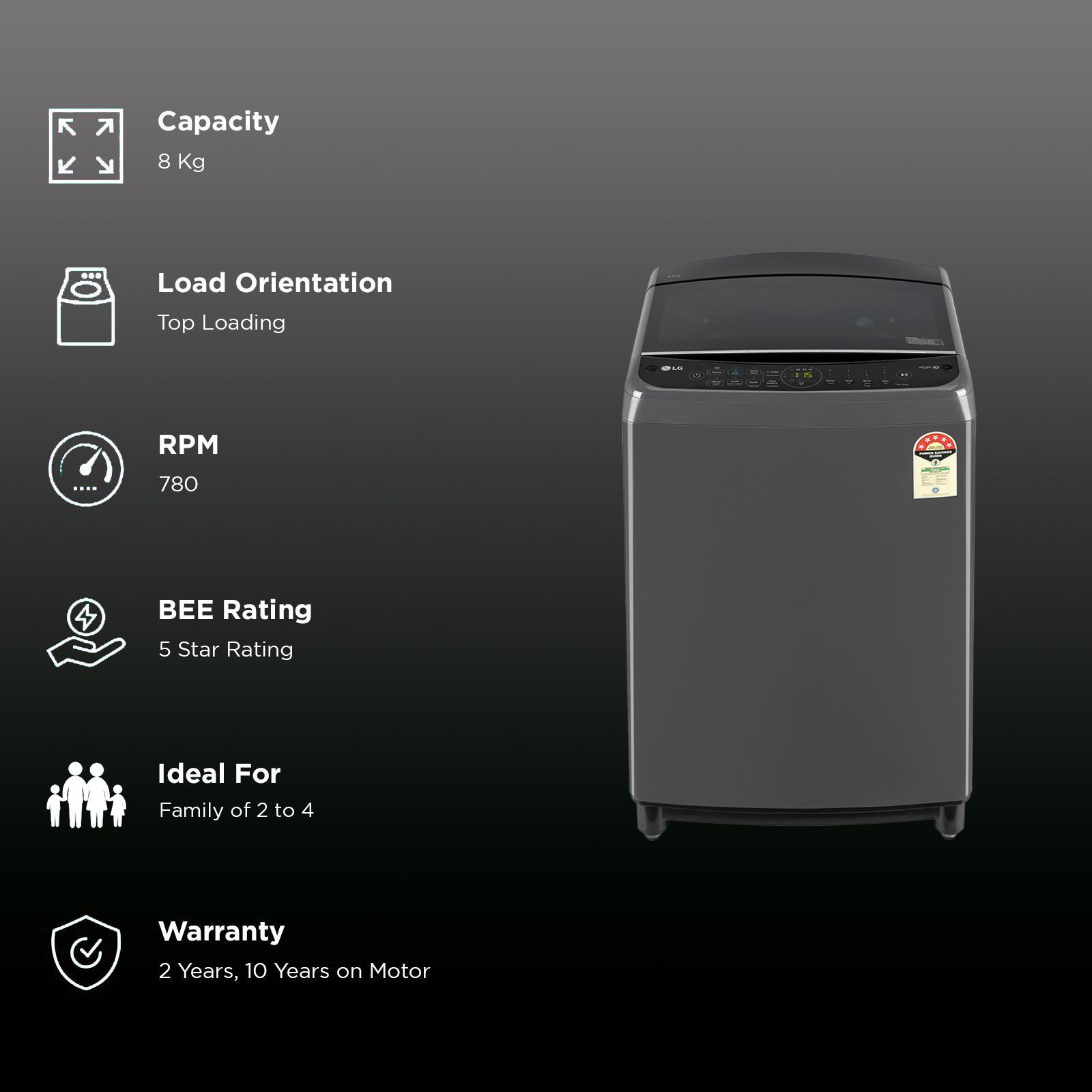 LG 8 kg 5 Star Fully Automatic Top Load Washing Machine (THD08SJM, AI Direct Drive, Middle Black)_2