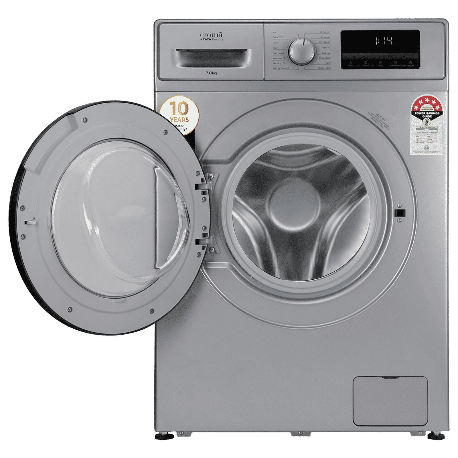 Croma 7 kg 5 Star Inverter Fully Automatic Front Load Washing Machine (2025 Model, Built in heater, Silver Grey)_14