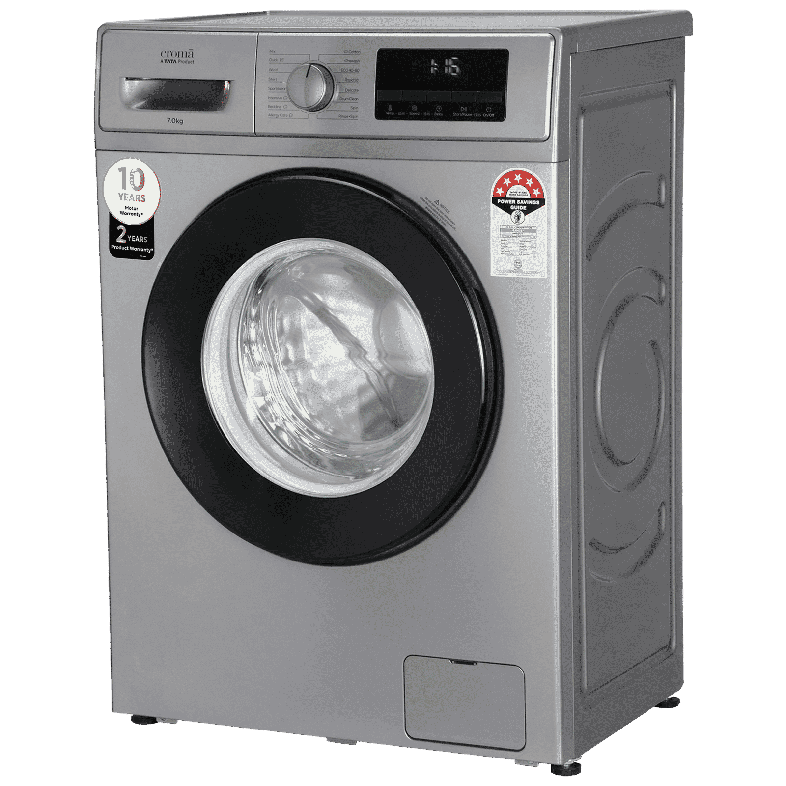 Croma 7 kg 5 Star Inverter Fully Automatic Front Load Washing Machine (2025 Model, Built in heater, Silver Grey)_15
