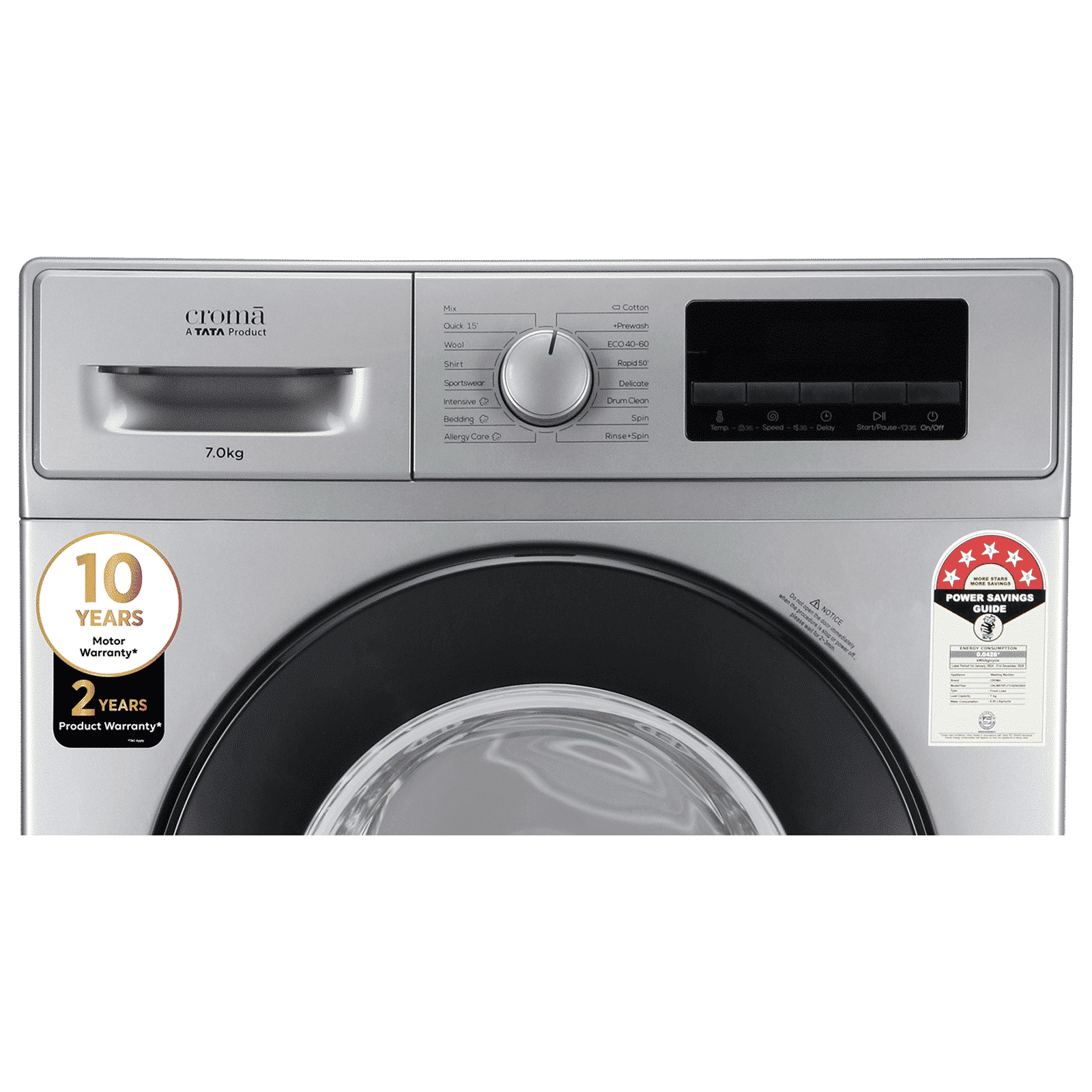 Croma 7 kg 5 Star Inverter Fully Automatic Front Load Washing Machine (2025 Model, Built in heater, Silver Grey)_17