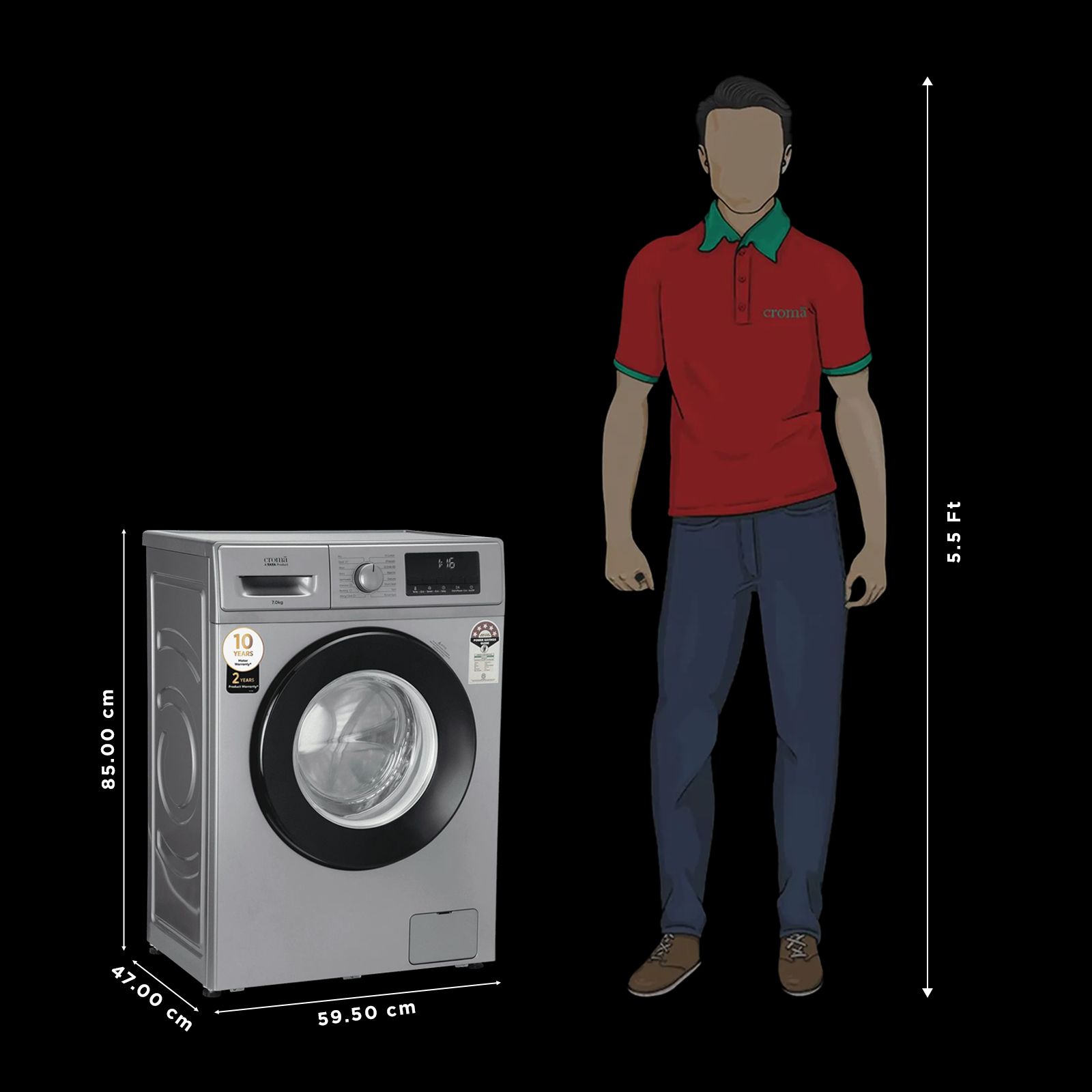 Croma 7 kg 5 Star Inverter Fully Automatic Front Load Washing Machine (2025 Model, Built in heater, Silver Grey) Croma 7 kg 5 Star Inverter Fully Automatic Front Load Washing Machine (2025 Model, Built in heater, Silver Grey)_3