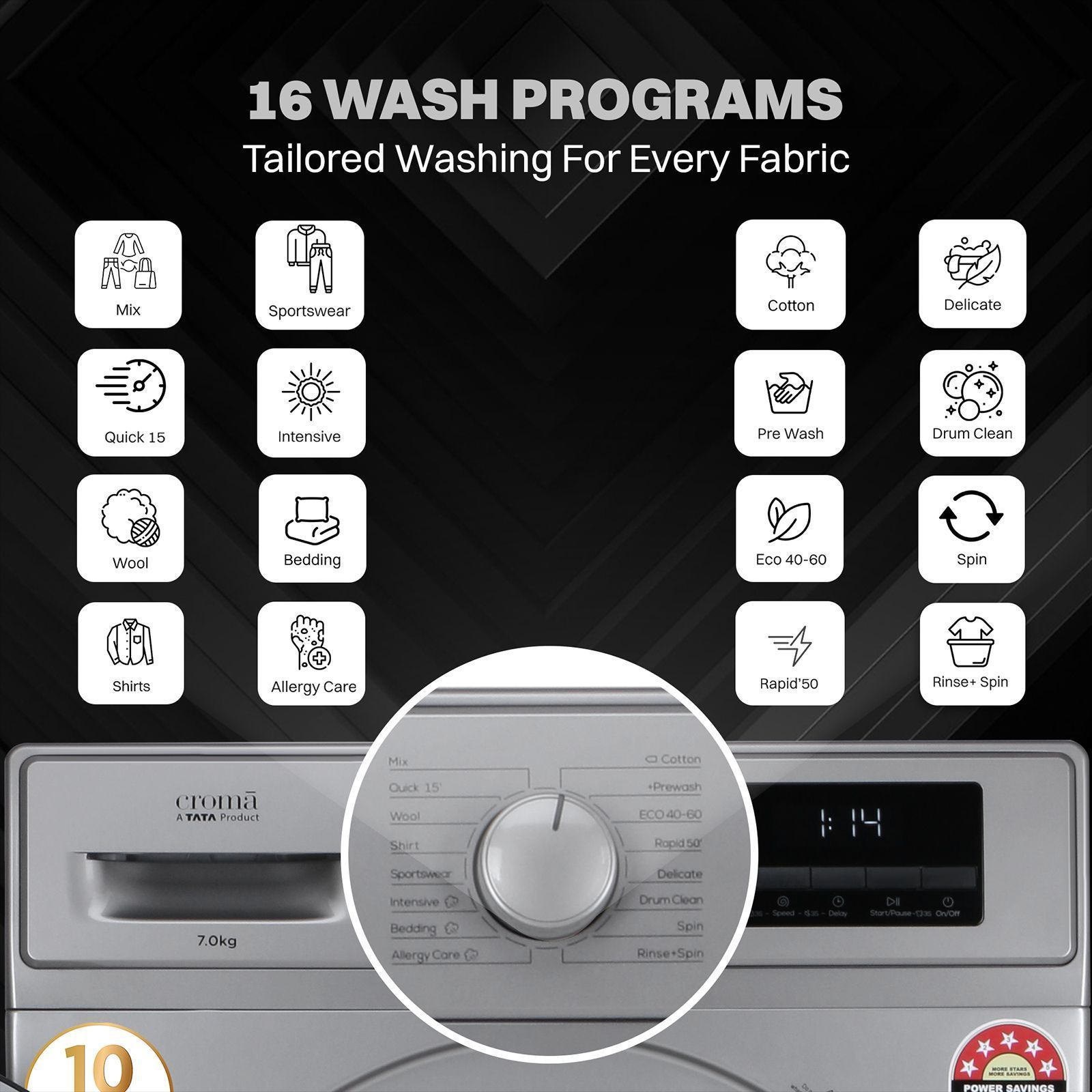 Croma 7 kg 5 Star Inverter Fully Automatic Front Load Washing Machine (2025 Model, Built in heater, Silver Grey)_7