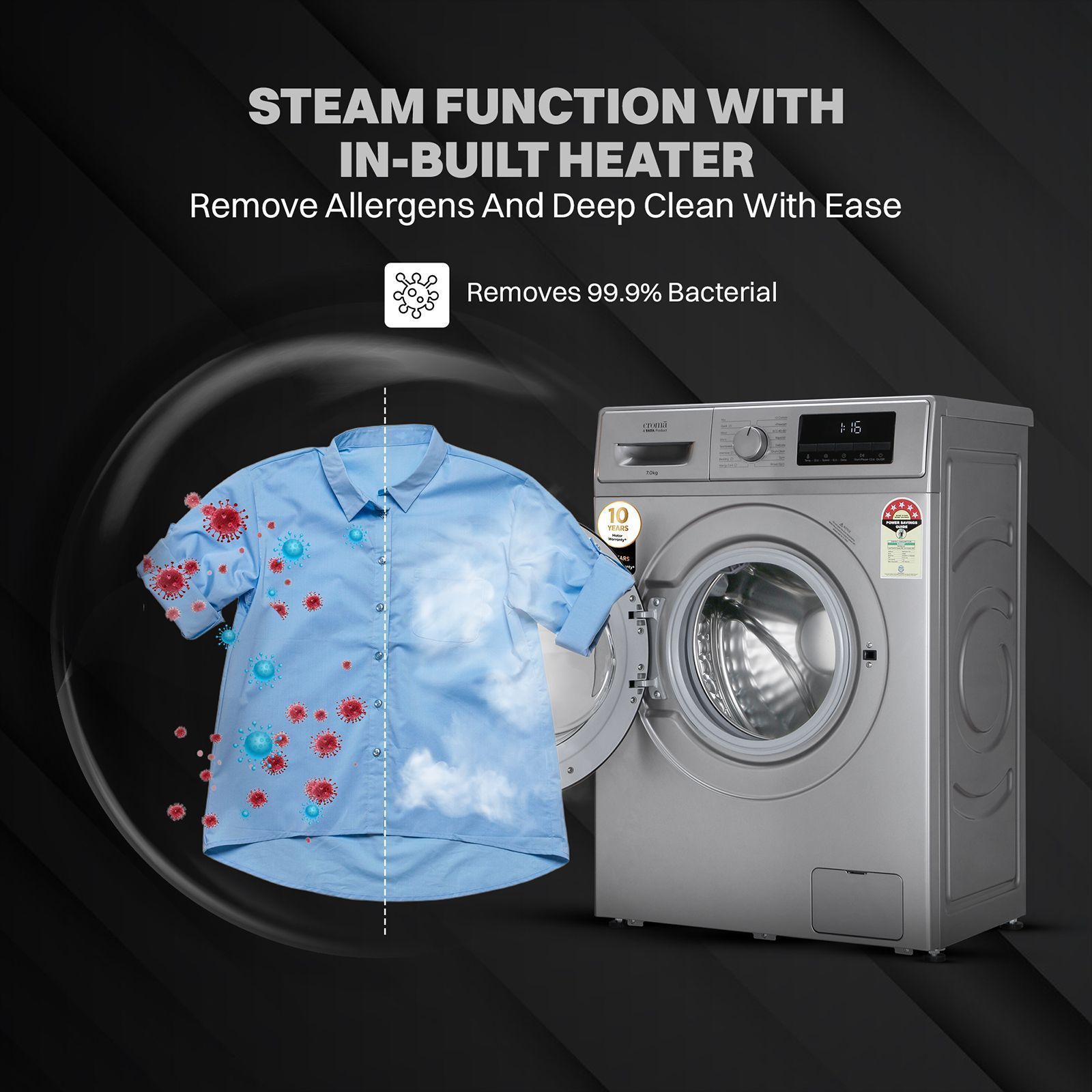 Croma 7 kg 5 Star Inverter Fully Automatic Front Load Washing Machine (2025 Model, Built in heater, Silver Grey)_8