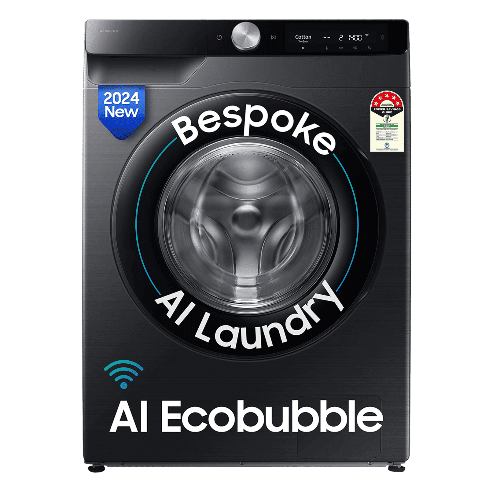 SAMSUNG 12 kg 5 Star Wi-Fi Inverter Fully Automatic Front Load Washing Machine (WW12DG6B24ABTL, AI Control, Black)_1