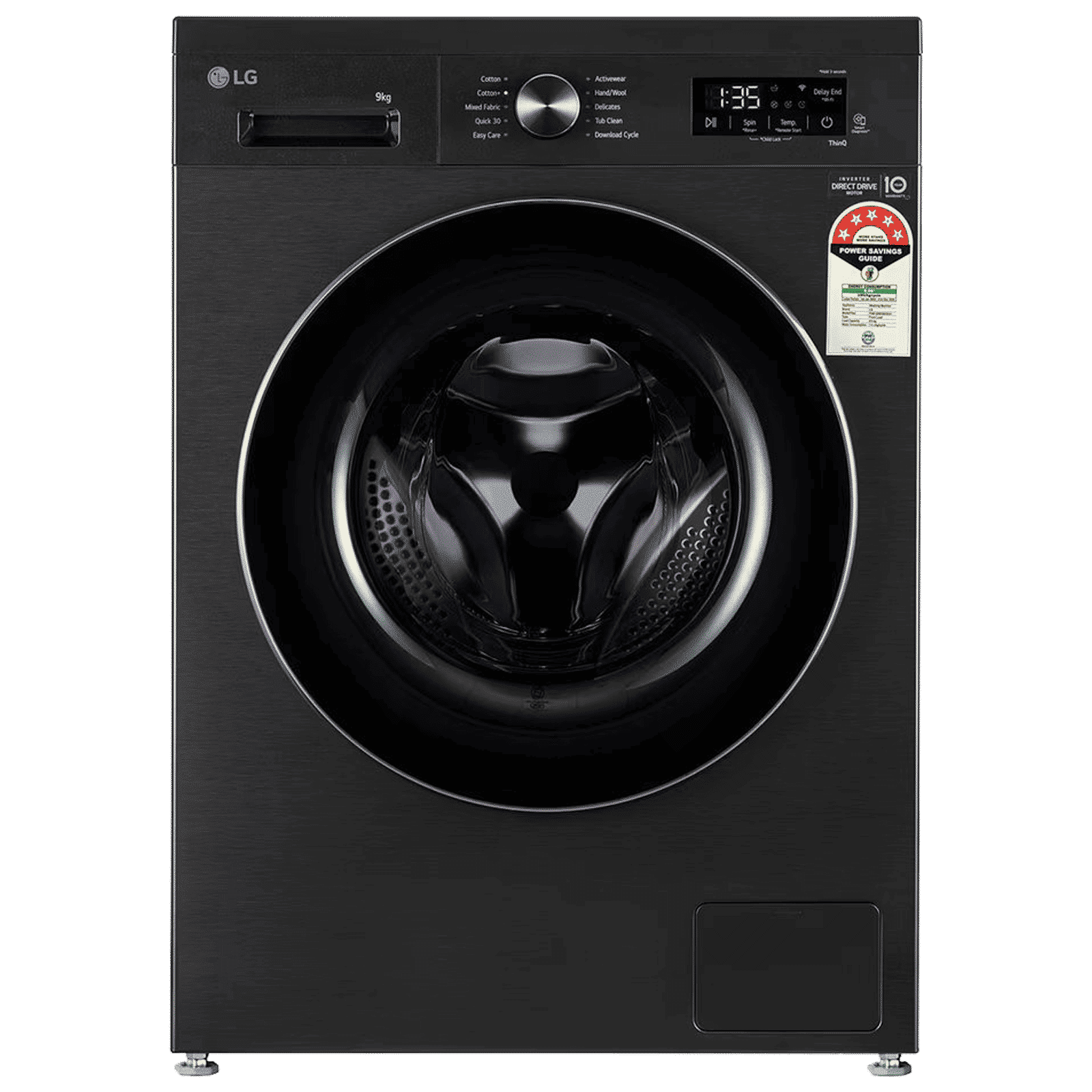 LG 9 kg 5 Star Wi-Fi Inverter Fully Automatic Front Load Washing Machine (FHB1209Z4B, Auto Restart, Platinum Black) LG 9 kg 5 Star Wi-Fi Inverter Fully Automatic Front Load Washing Machine (FHB1209Z4B, Auto Restart, Platinum Black)_1