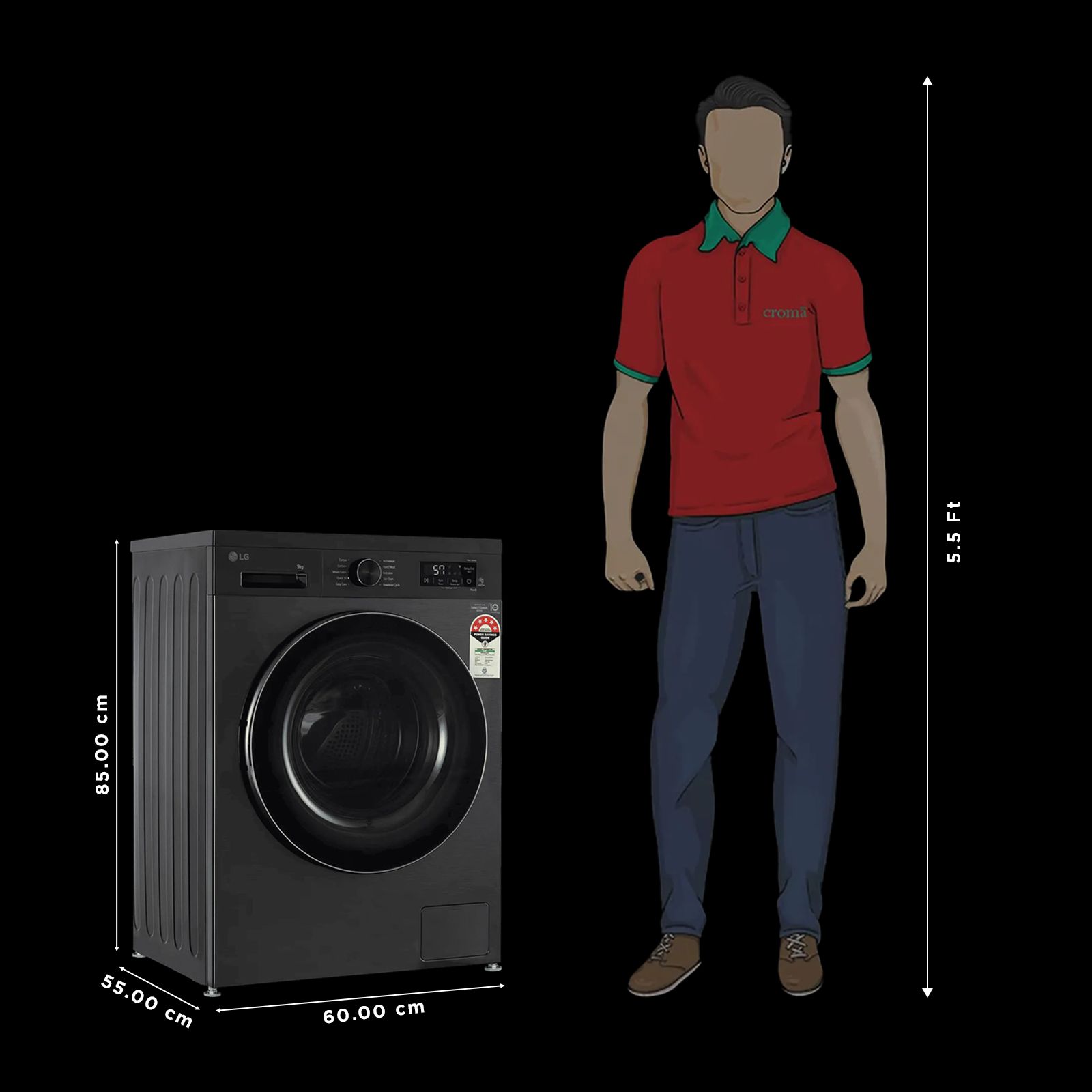 LG 9 kg 5 Star Wi-Fi Inverter Fully Automatic Front Load Washing Machine (FHB1209Z4B, Auto Restart, Platinum Black)_2