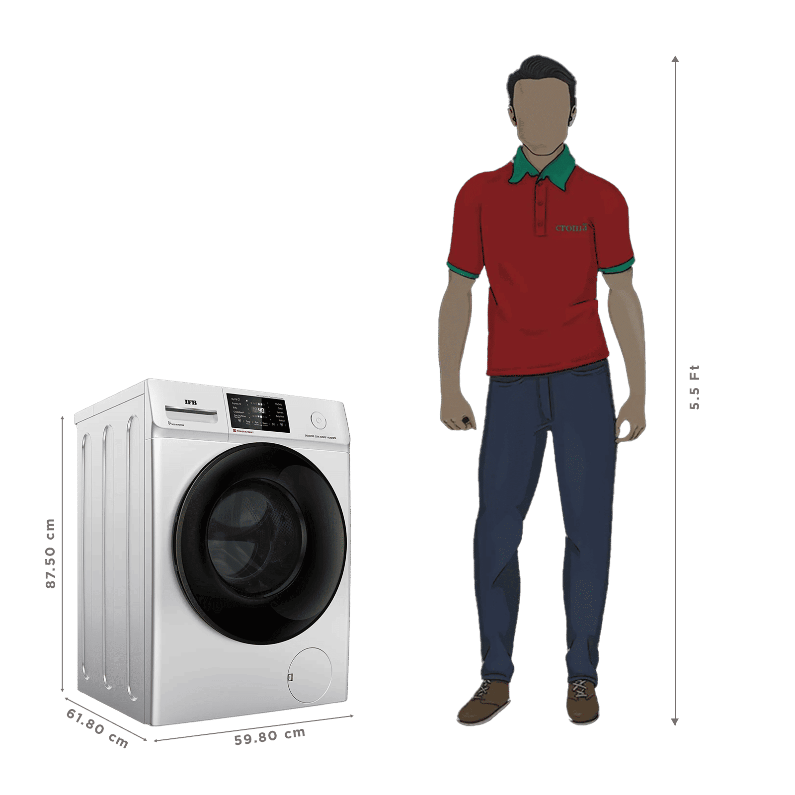 IFB 8 kg 5 Star Wi-Fi Inverter Fully Automatic Front Load Washing Machine (Senator SXN 8014, In-built Heater, Rich Silver)_3
