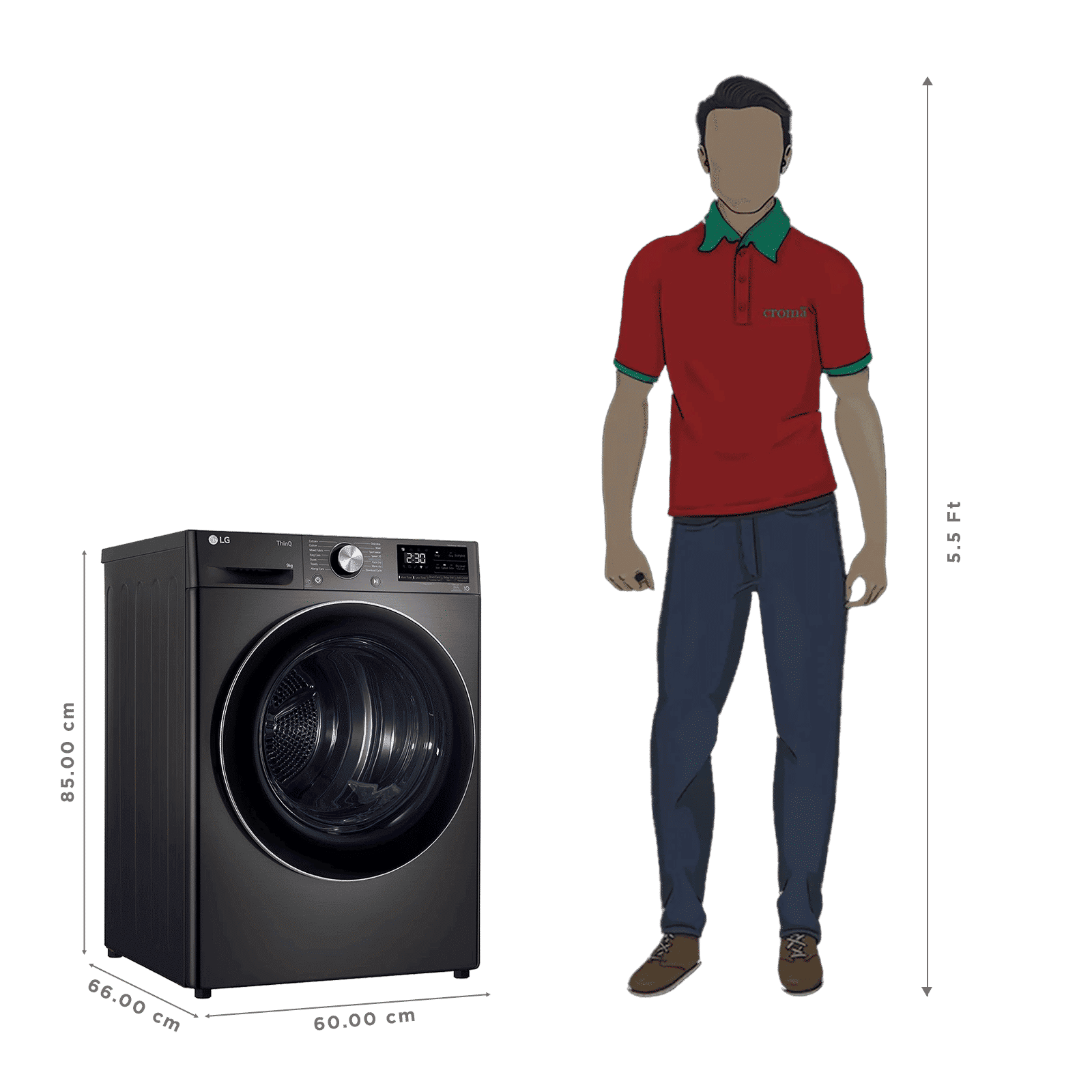 LG 9 kg Wi-Fi Fully Automatic Front Load Dryer (DHV09SAB, Dual Inverter Heat Pump, Black Steel)_2